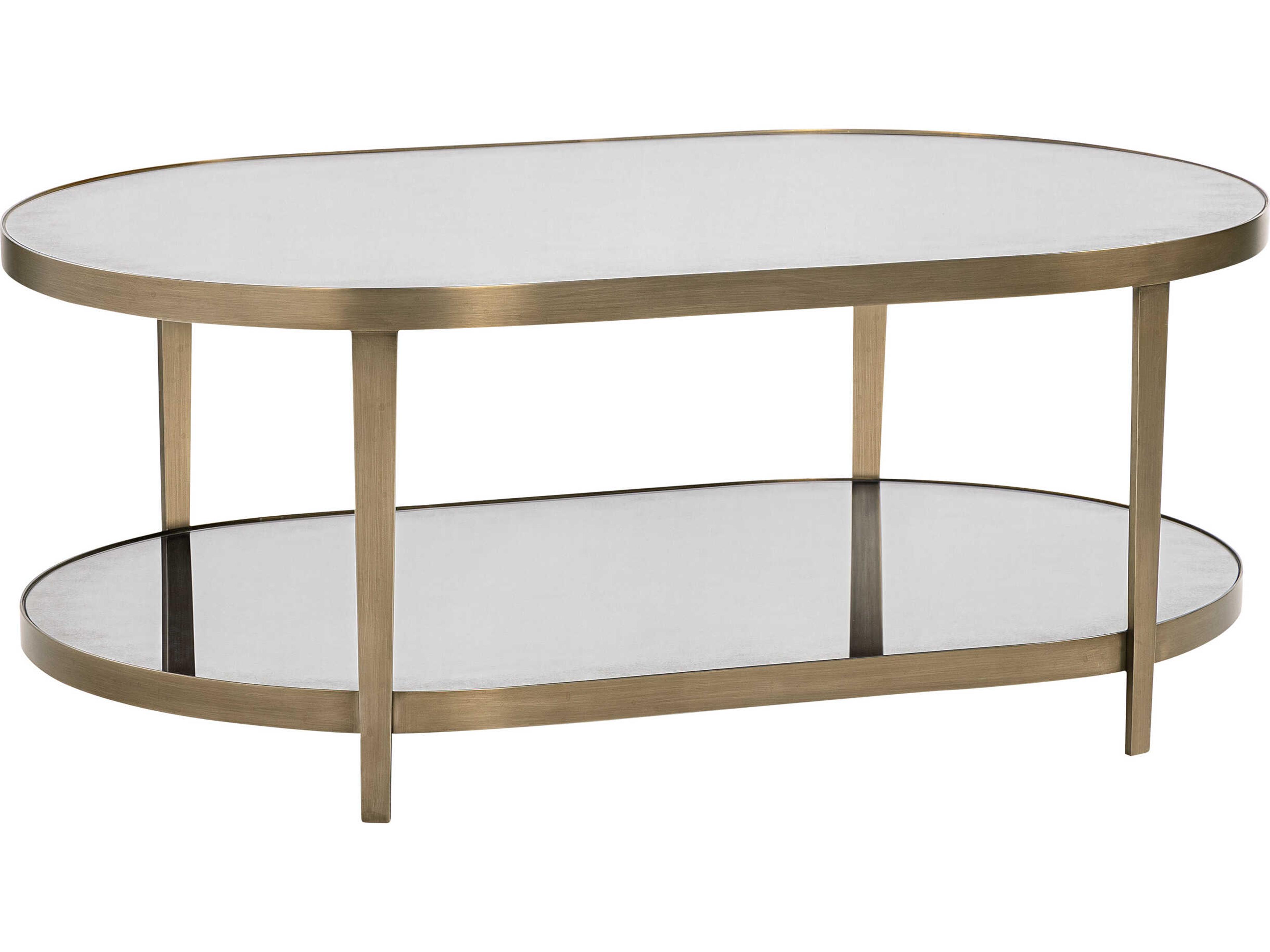 Oliver Home Orlando Oval Glass Antique Brass Coffee Table