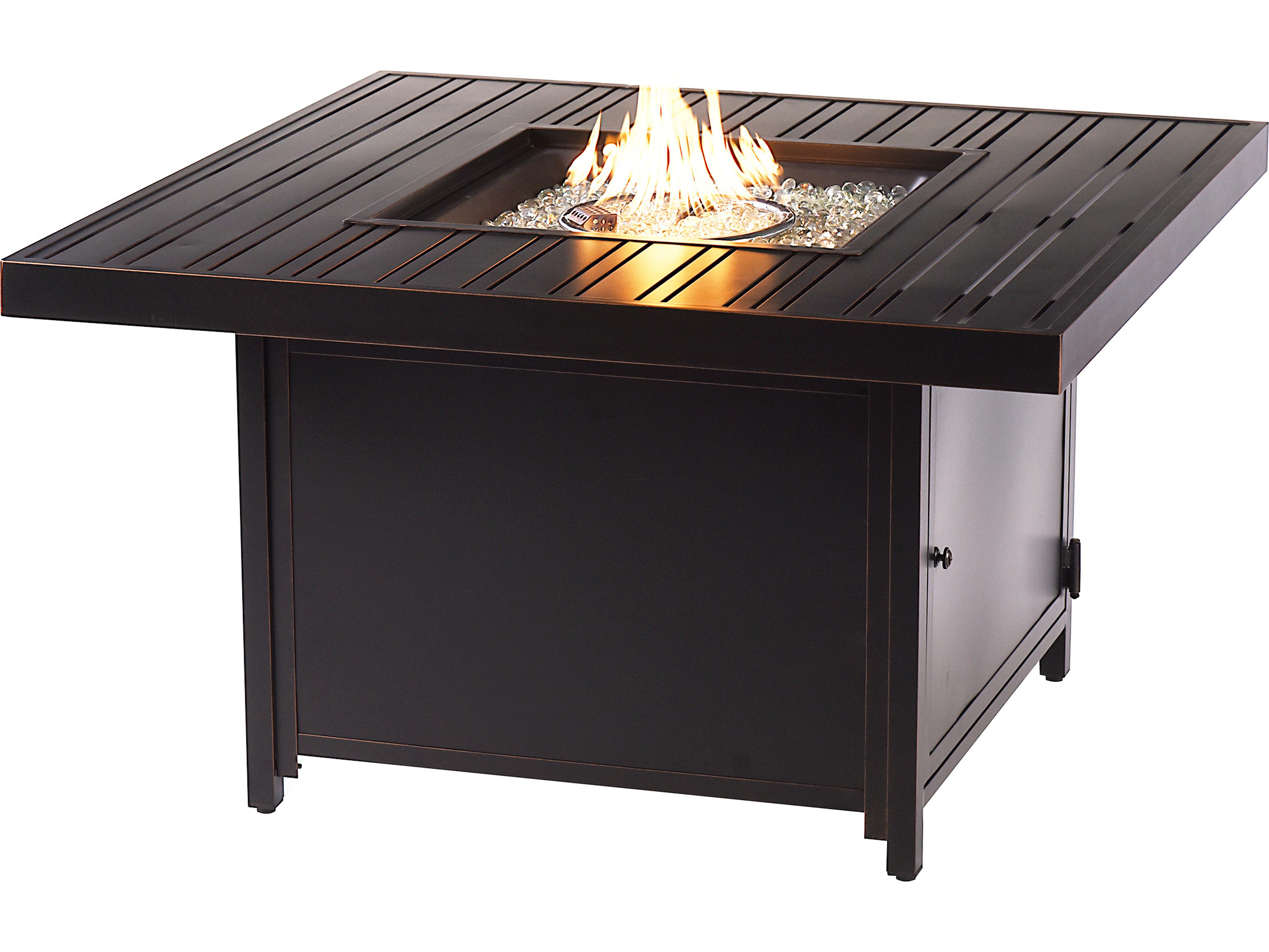 Oakland Living Square Aluminum Propane Outdoor Fire Pit Table with Glass Beads