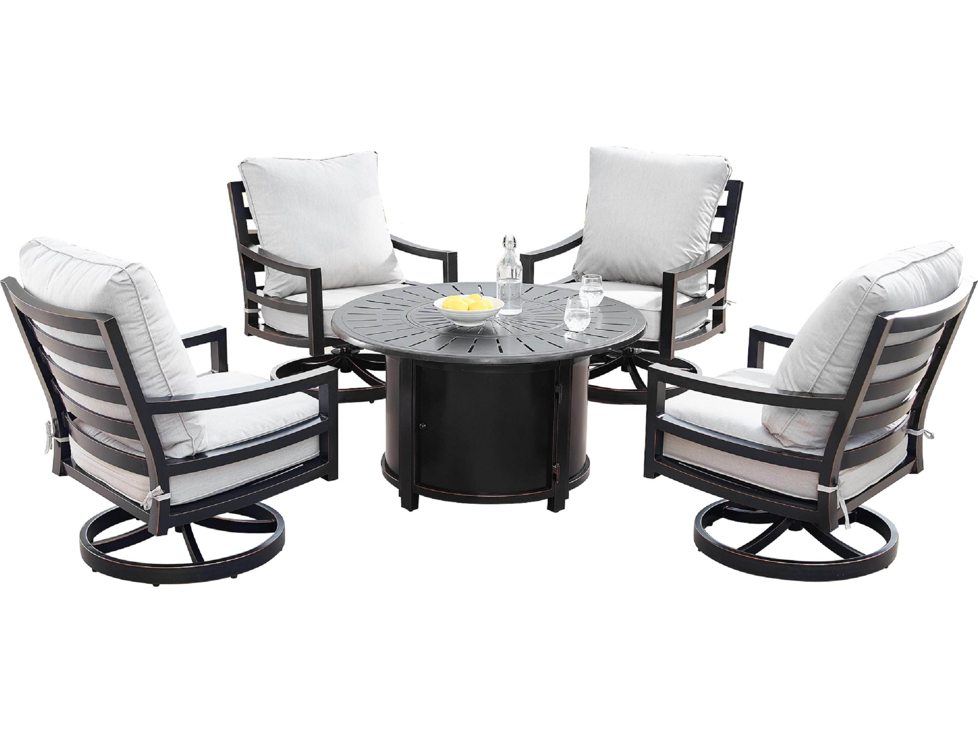 Oakland Living Aluminum 44'' Round Fire Pit Table Set