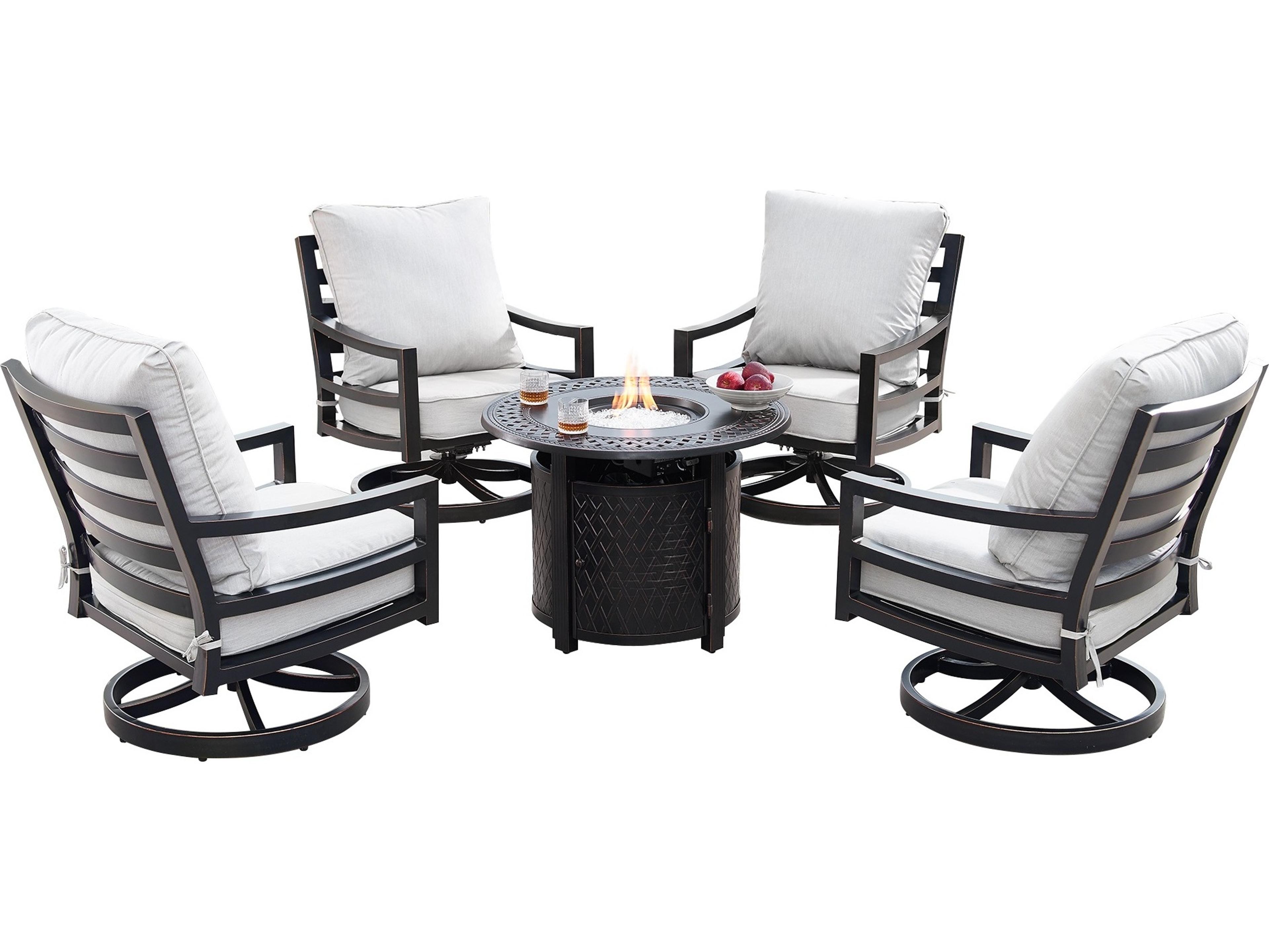 Oakland Living Aluminum 34'' Round Fire Pit Table Set