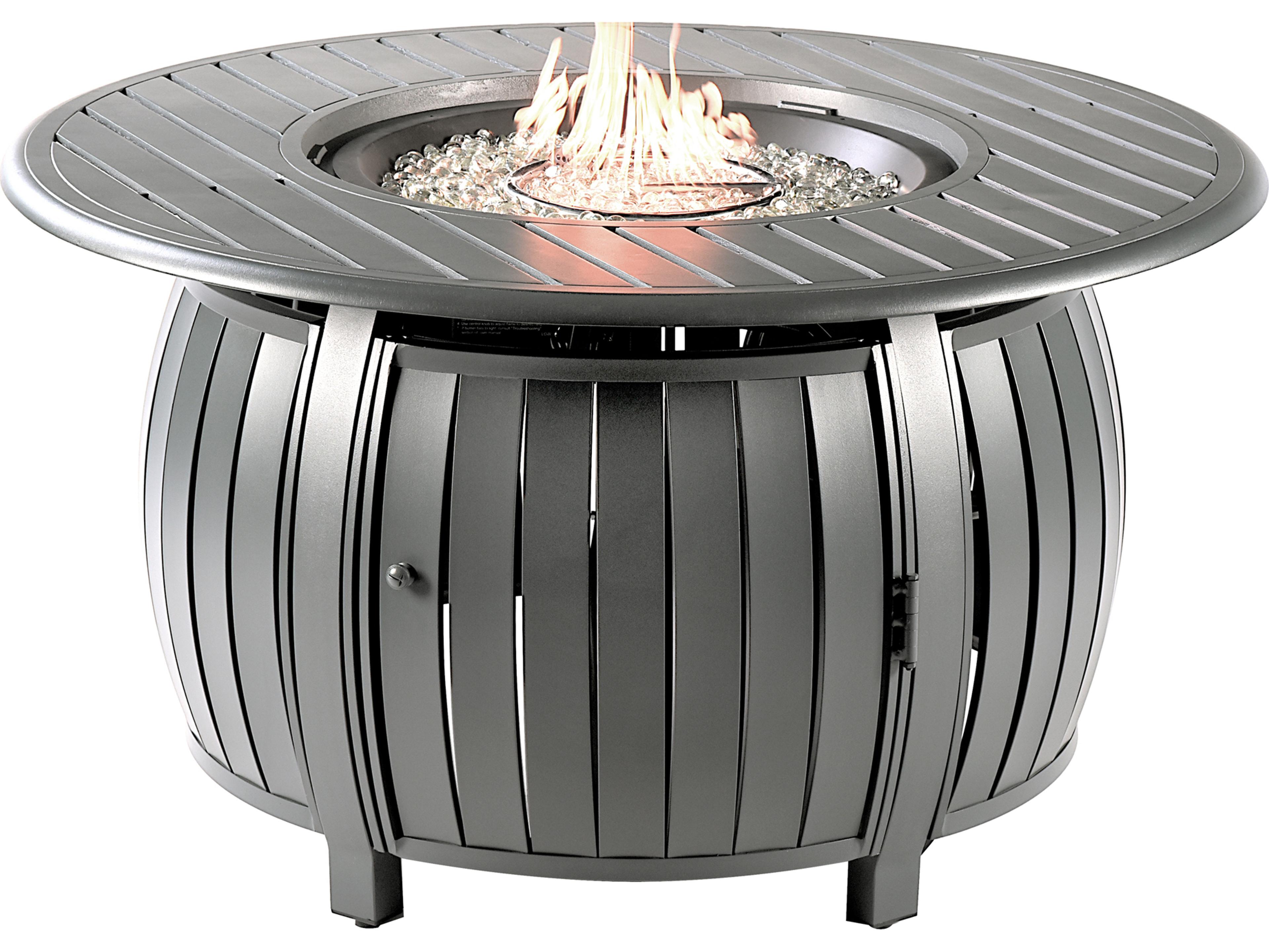 Oakland Living Round Aluminum Propane Outdoor Patio Fire Pit Table with Glass Beads