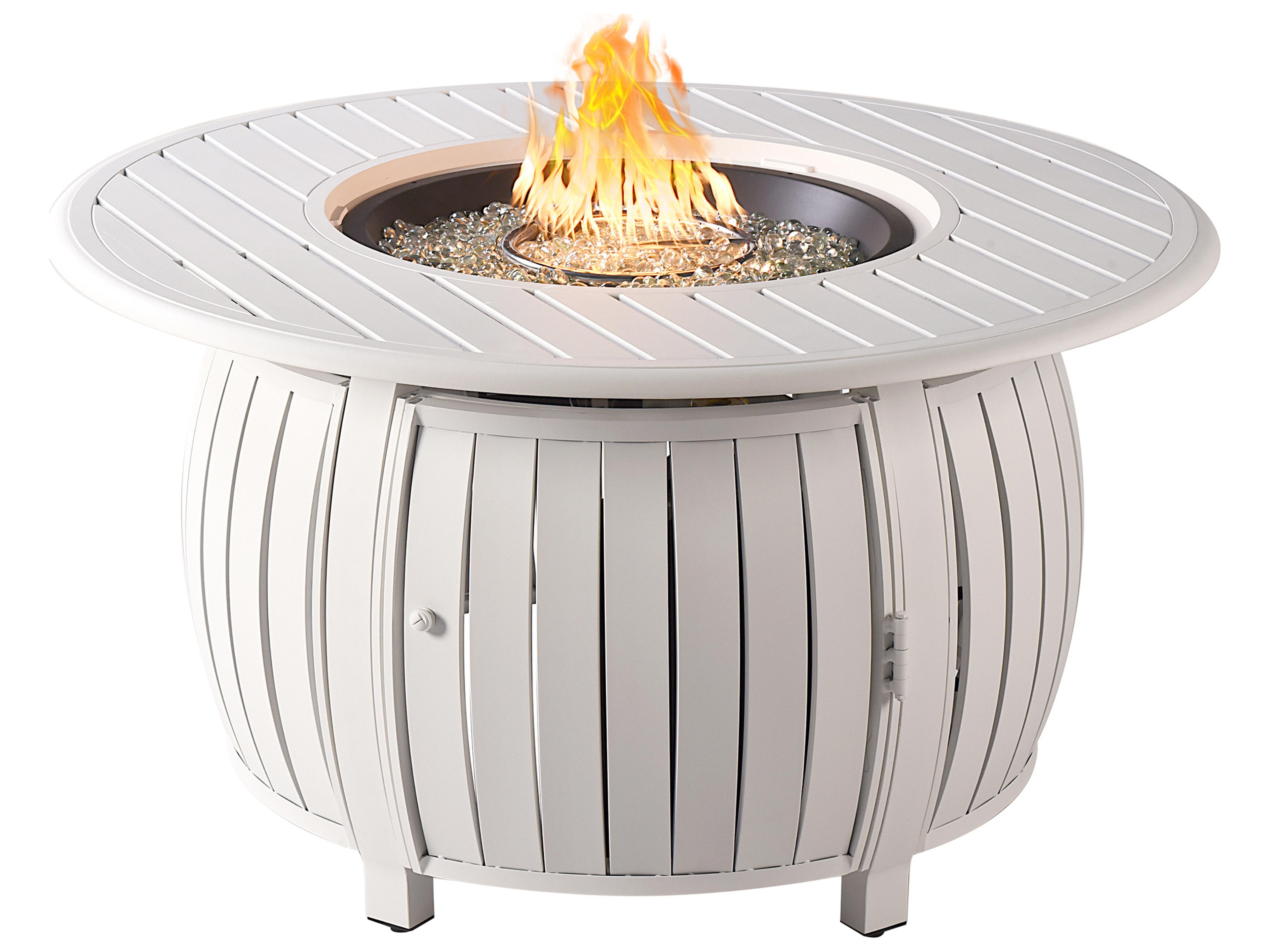 Oakland Living Round Aluminum Propane Patio Fire Pit Table with Glass Beads