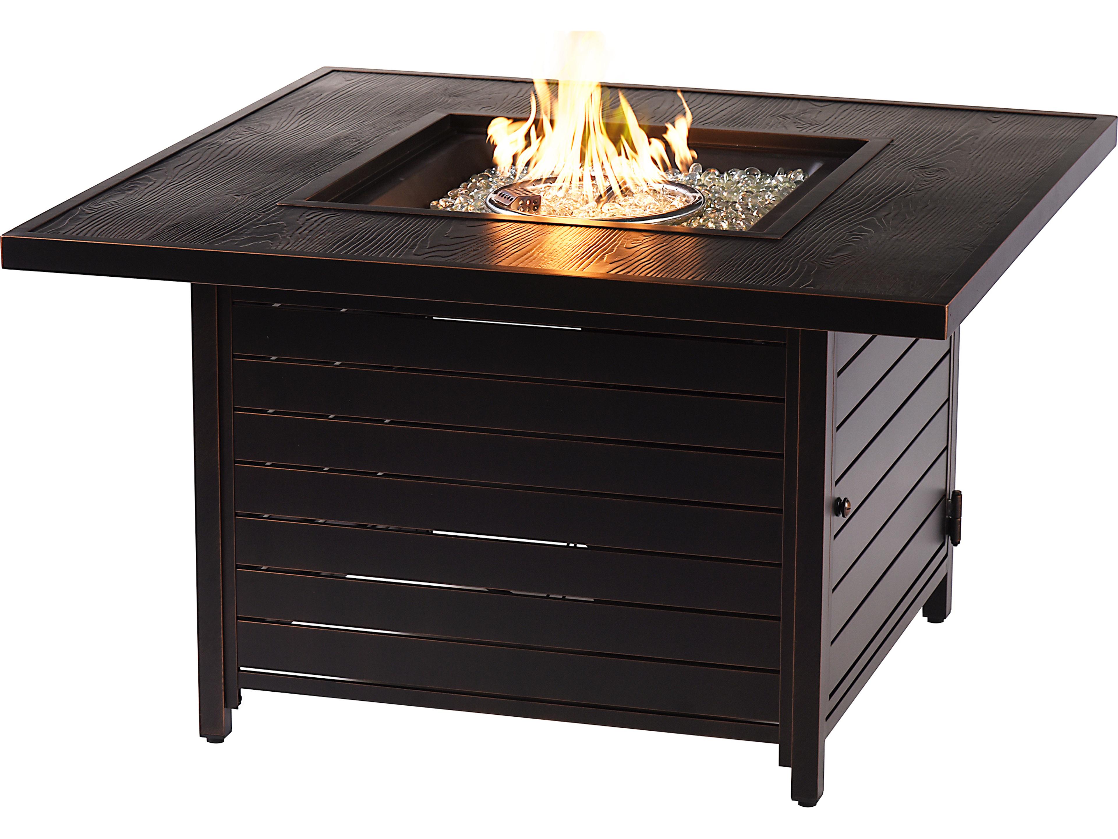 Oakland Living Square Aluminum Propane Outdoor Patio Fire Pit Table with Glass Beads