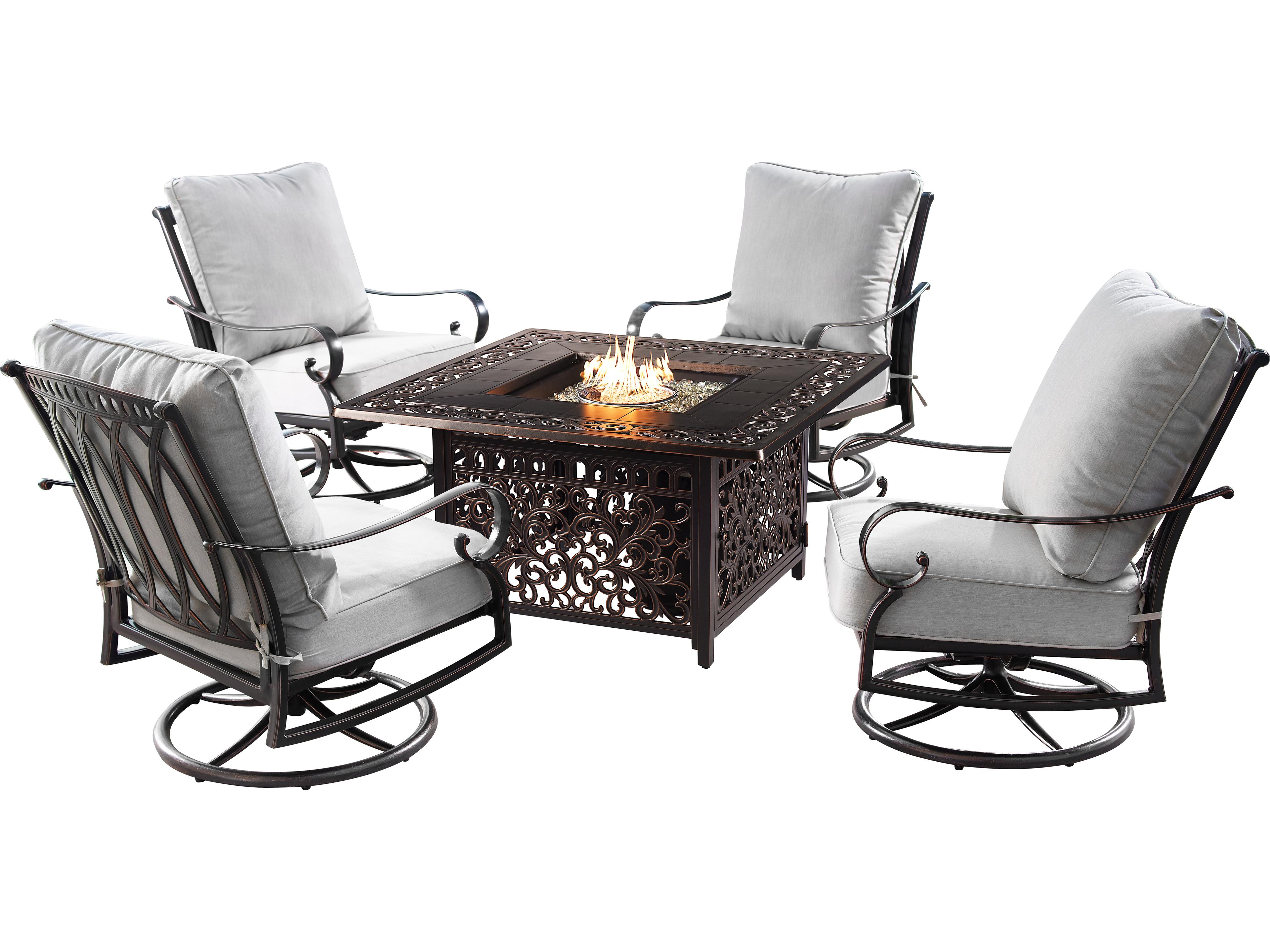Oakland Living Aluminum 42'' Square Fire Pit Table Set