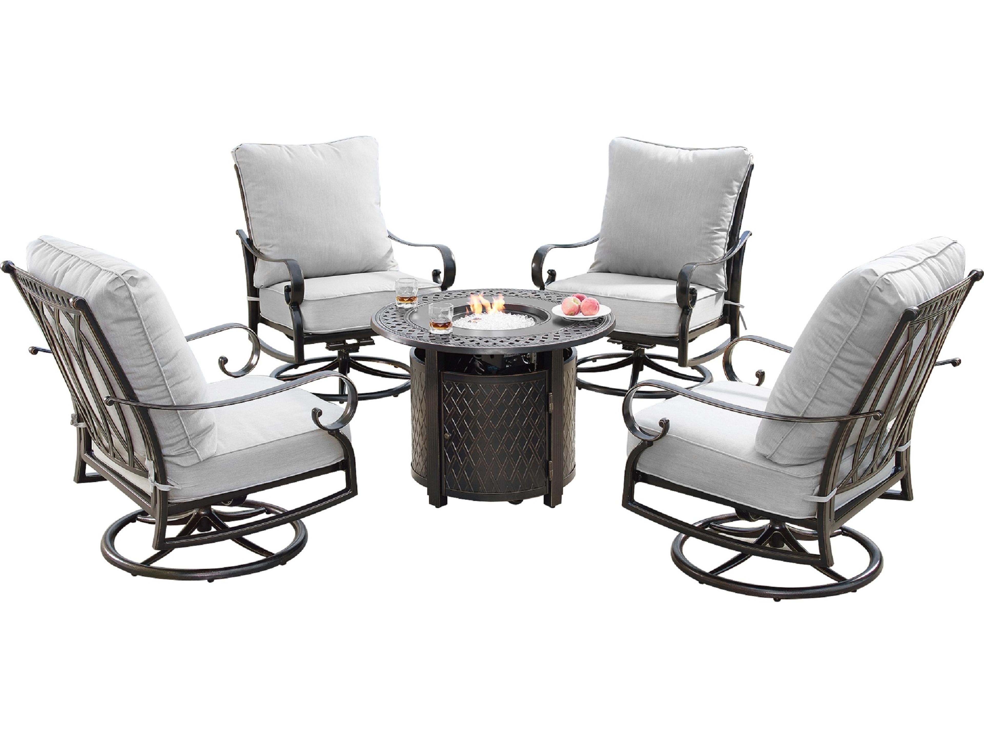 Oakland Living Aluminum 34'' Round Fire Pit Table Set