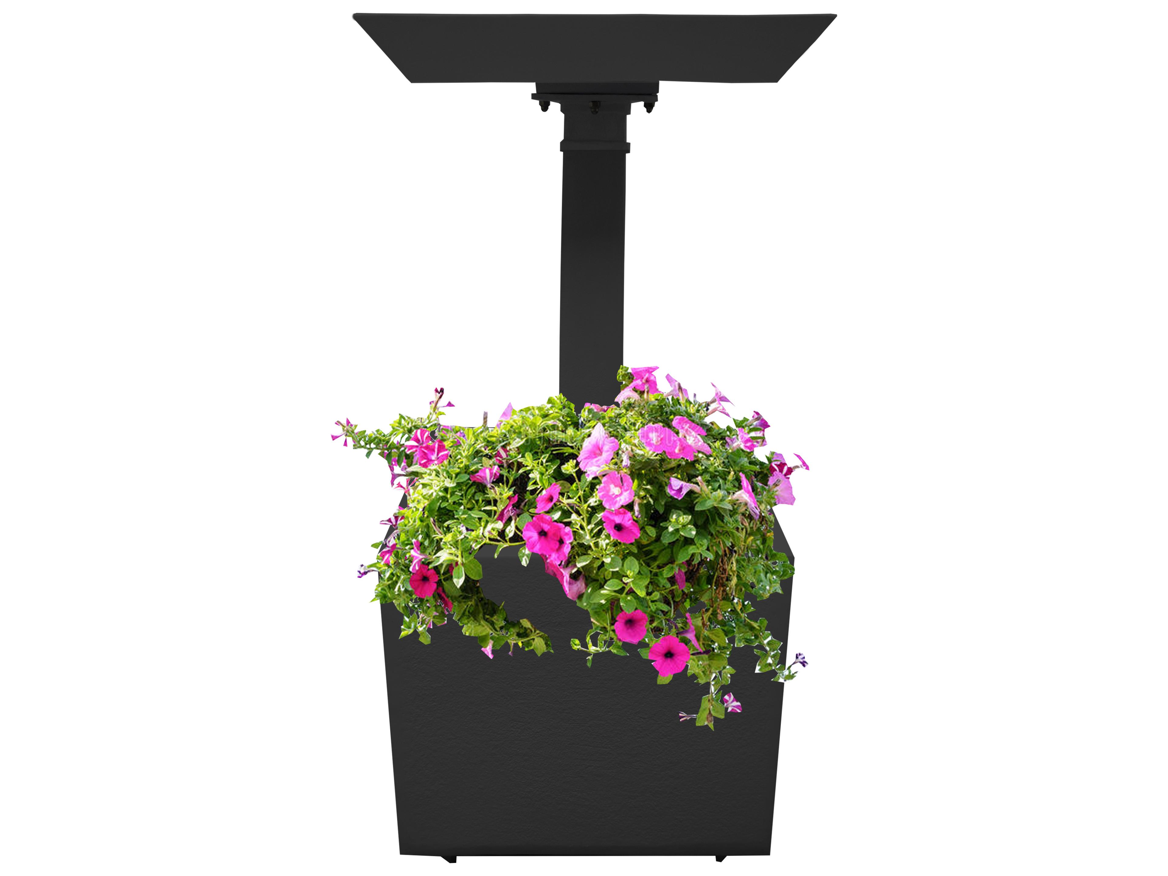 Oakland Living Modern Square Cast Aluminum 35'' Black Bird Bath and Planter Vase Combo
