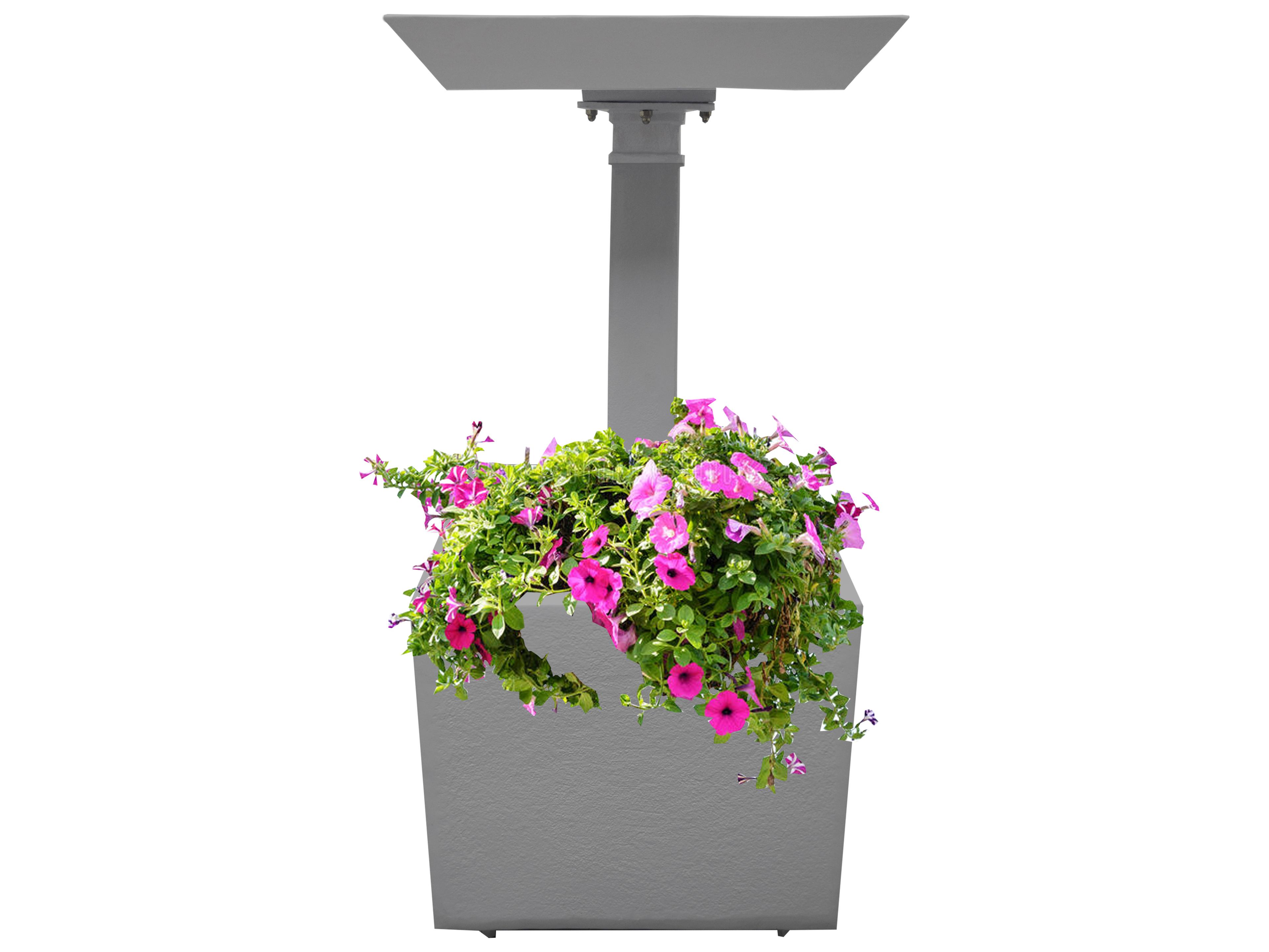 Oakland Living Modern Square Cast Aluminum 35'' Grey Bird Bath and Planter Vase Combo