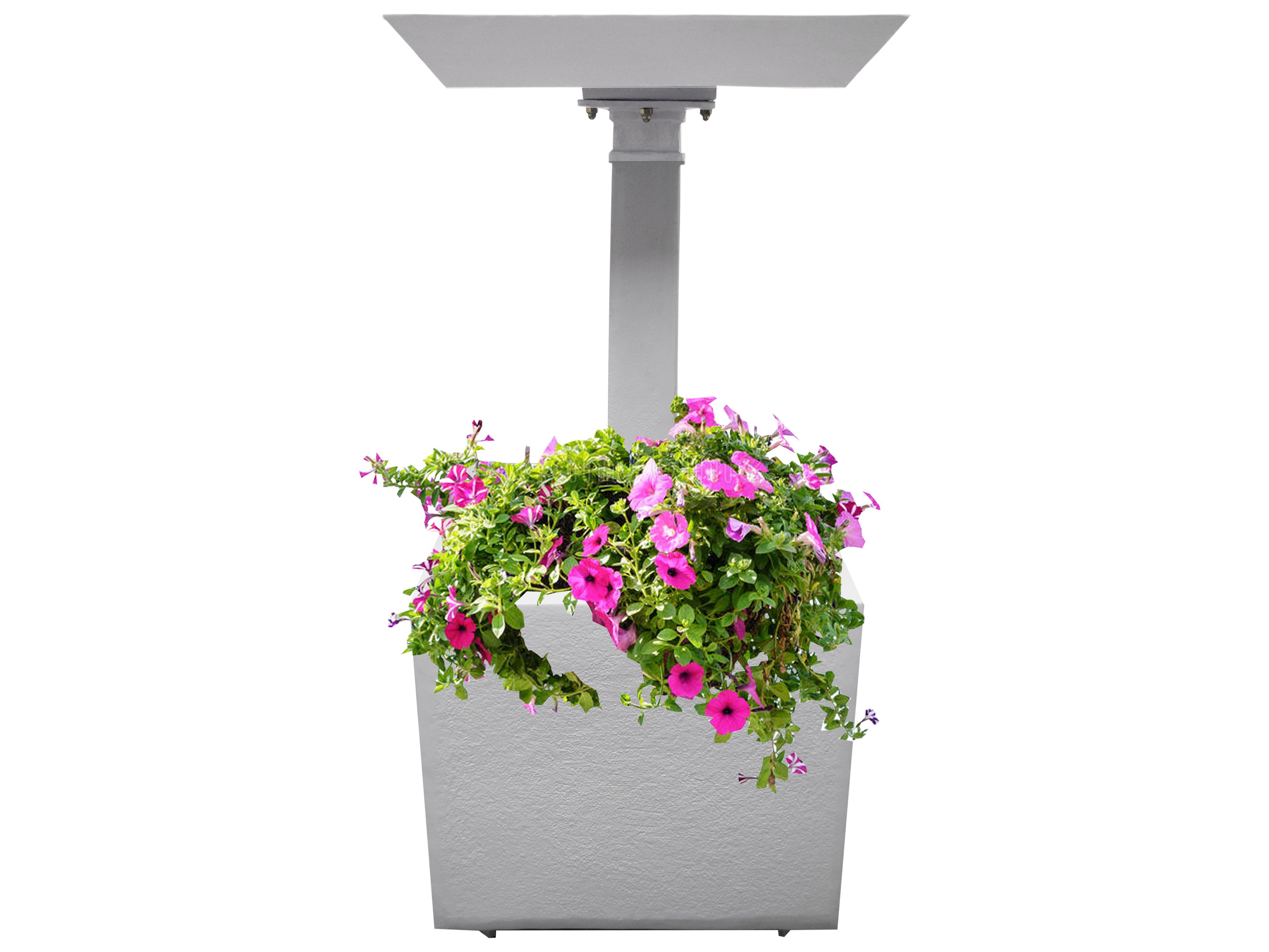 Oakland Living Modern Square Cast Aluminum 35'' White Bird Bath and Planter Vase Combo
