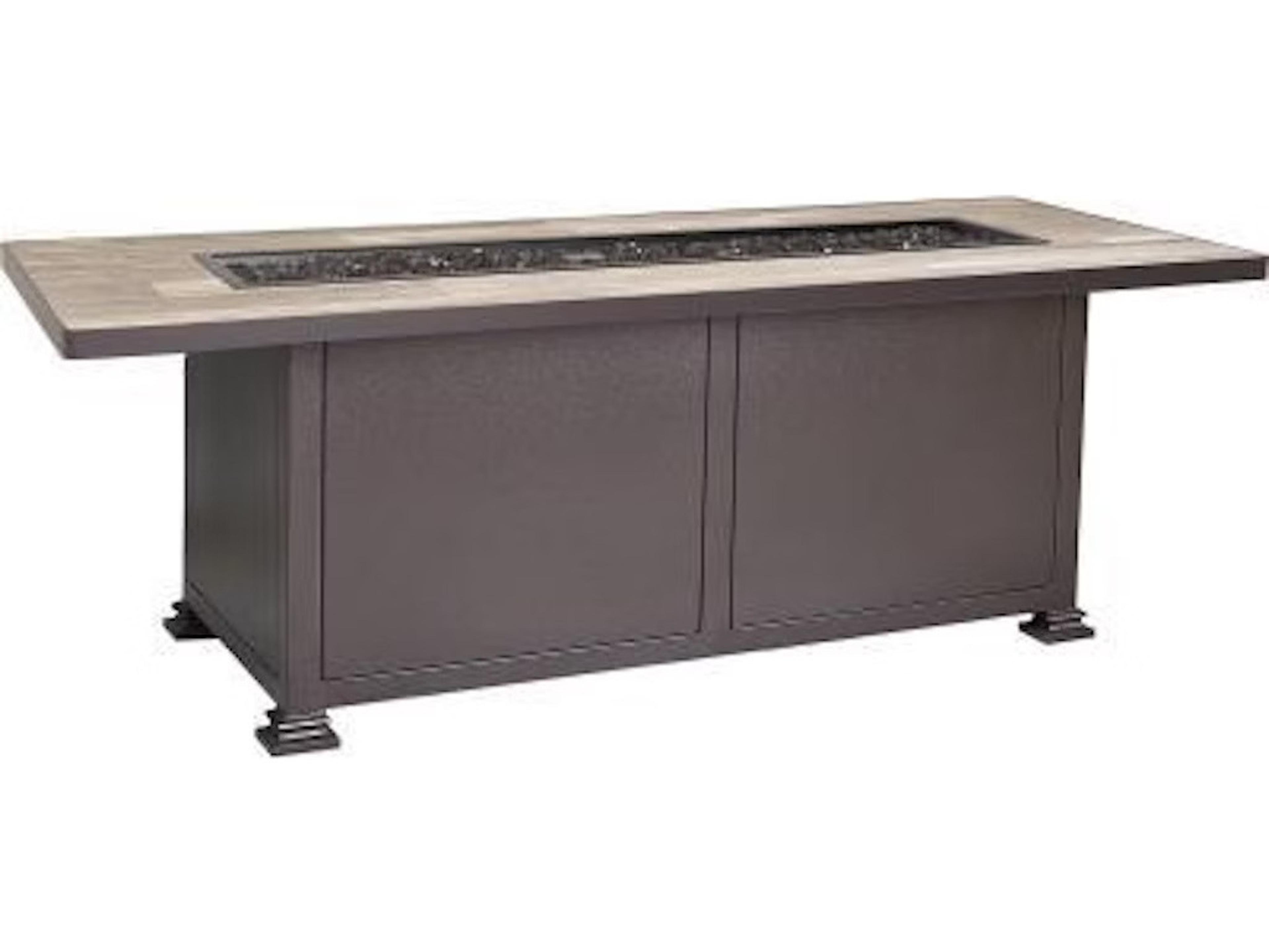 OW Lee Casual Fireside Santorini Steel Rectangular Chat Height Fire Pit Table