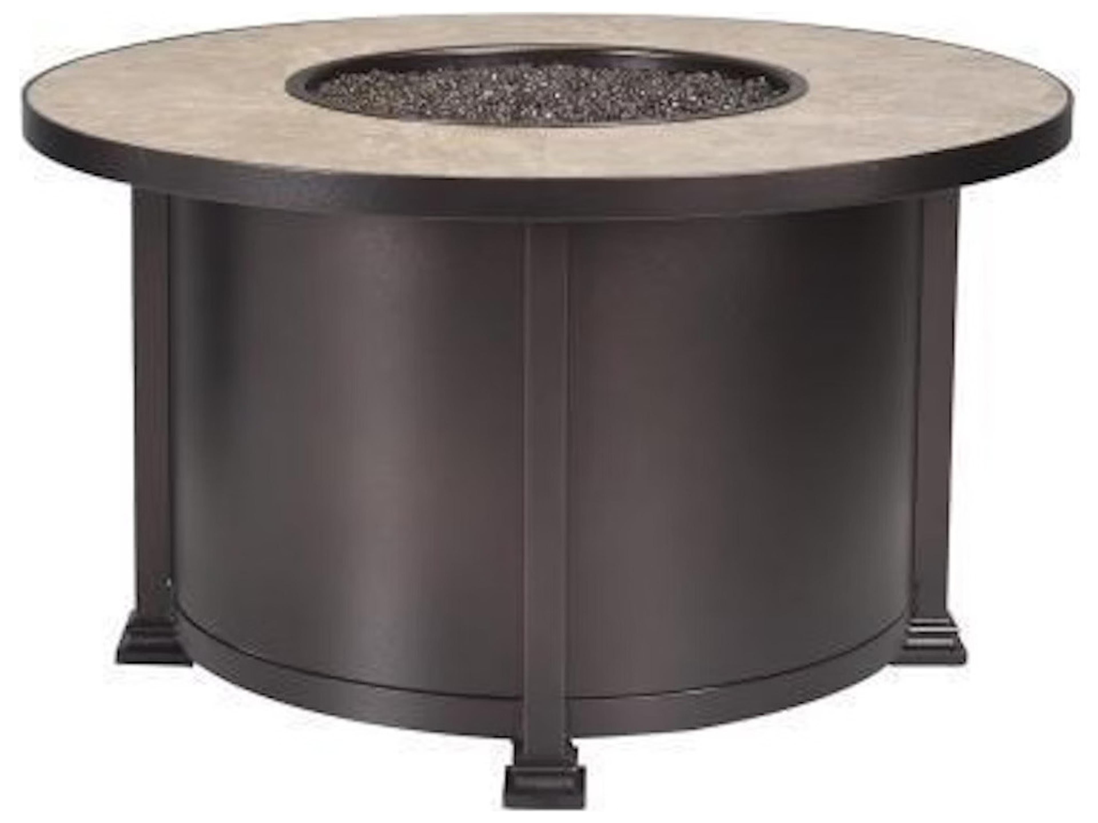 OW Lee Casual Fireside Santorini Steel Round Chat Height Fire Pit Table