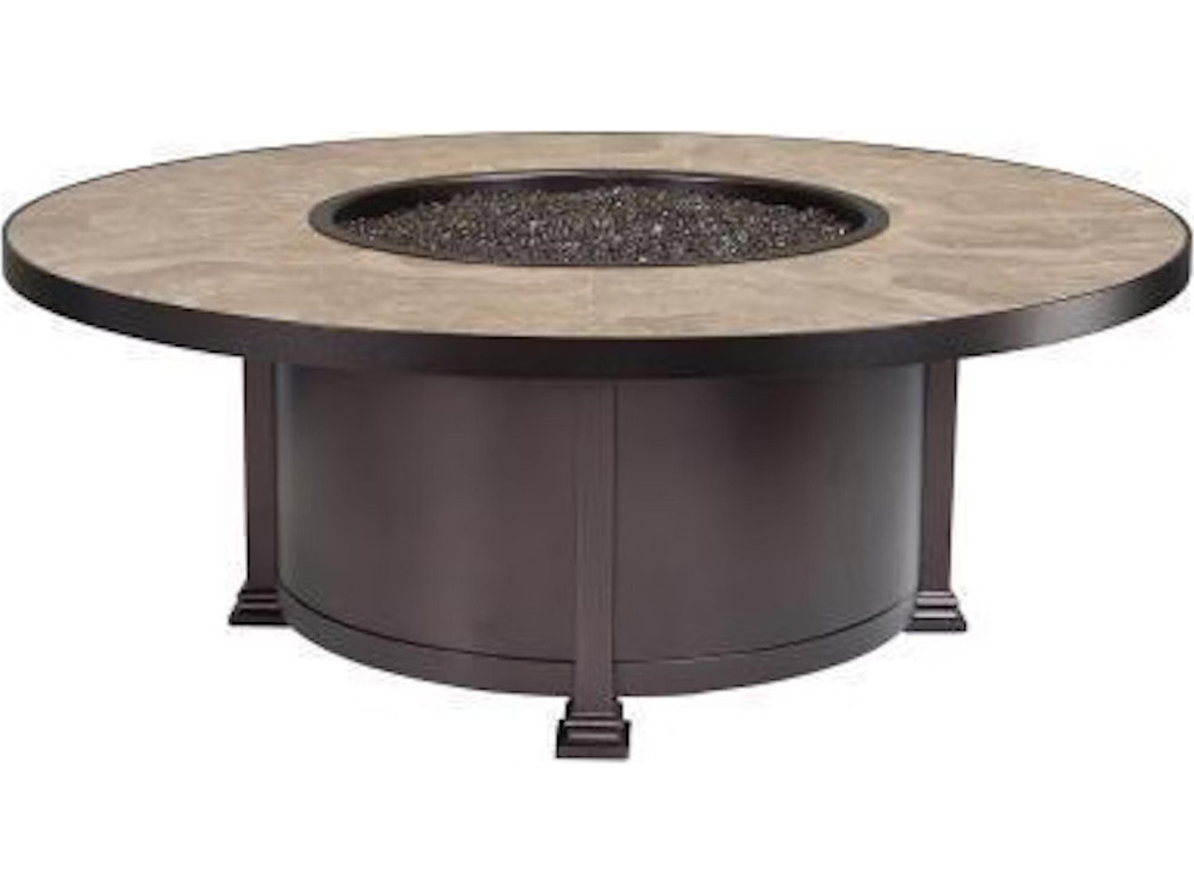OW Lee Casual Fireside Santorini Steel Round Occasional Height Fire Pit Table