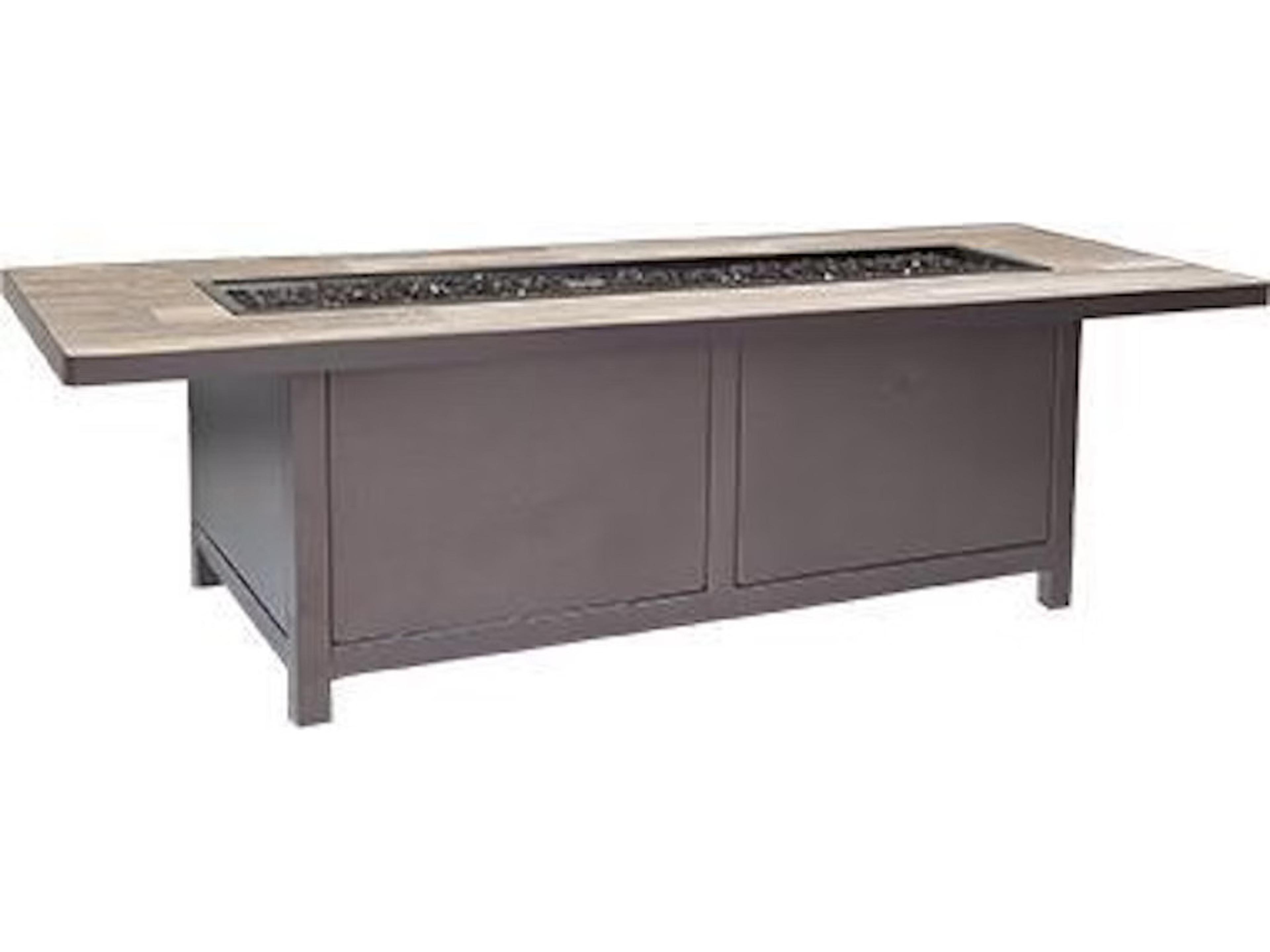 OW Lee Casual Fireside Capri Steel Rectangular Occasional Height Iron Fire Pit