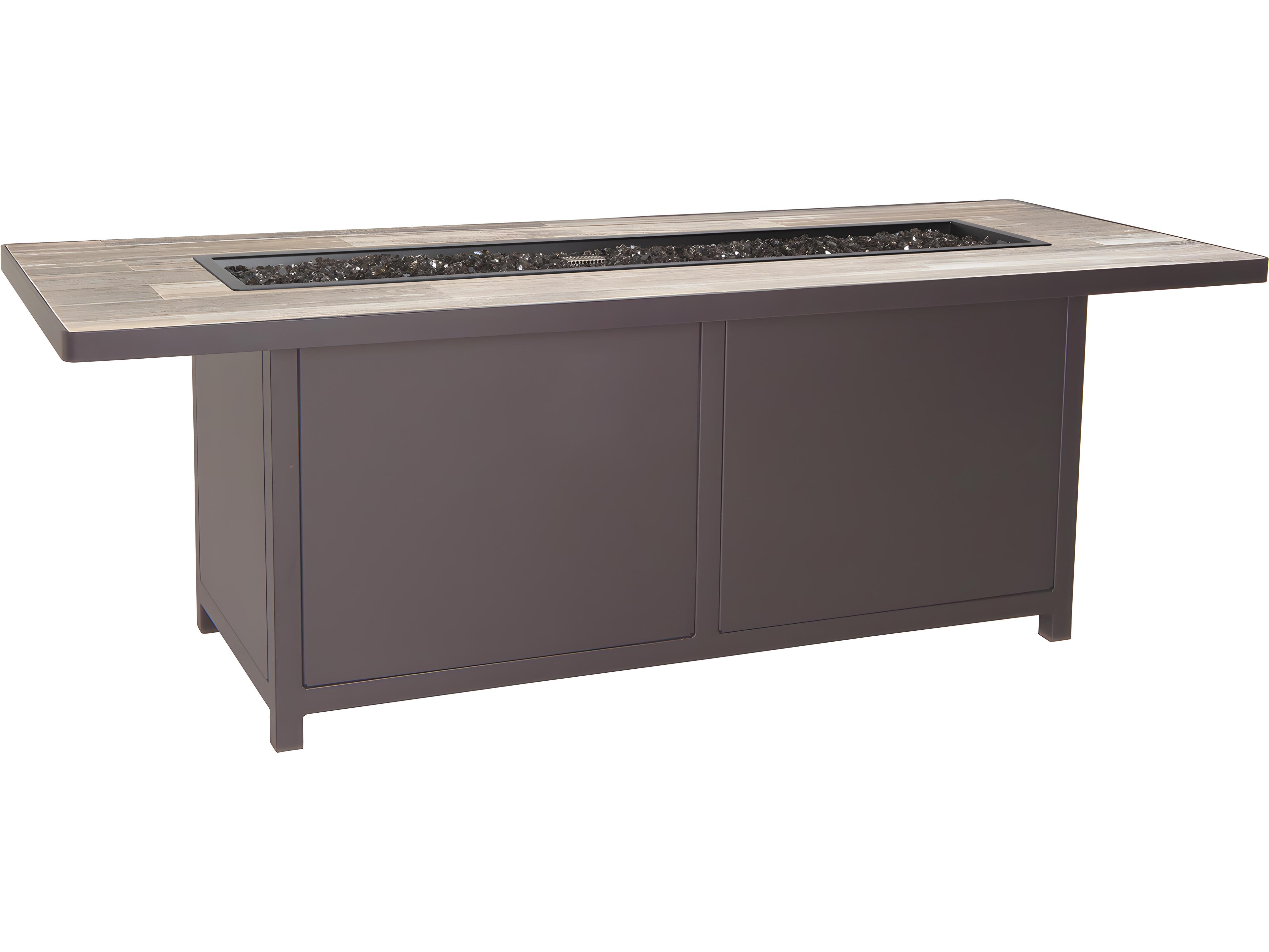 OW Lee Casual Fireside Elba Aluminum Rectangular Chat Height Outdoor Patio Fire Pit Table