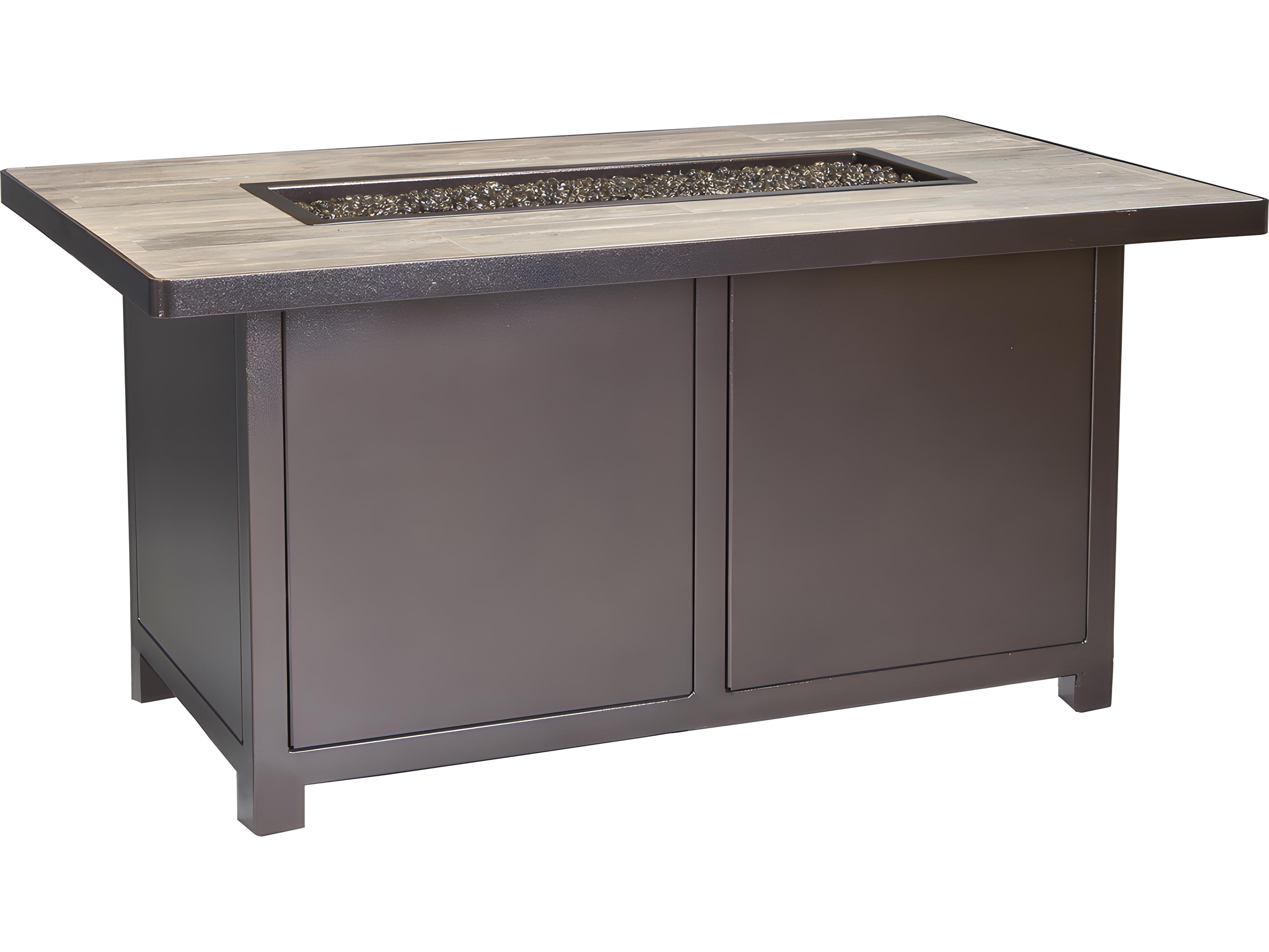 OW Lee Casual Fireside Elba Aluminum Rectangular Chat Height Outdoor Fire Pit Table