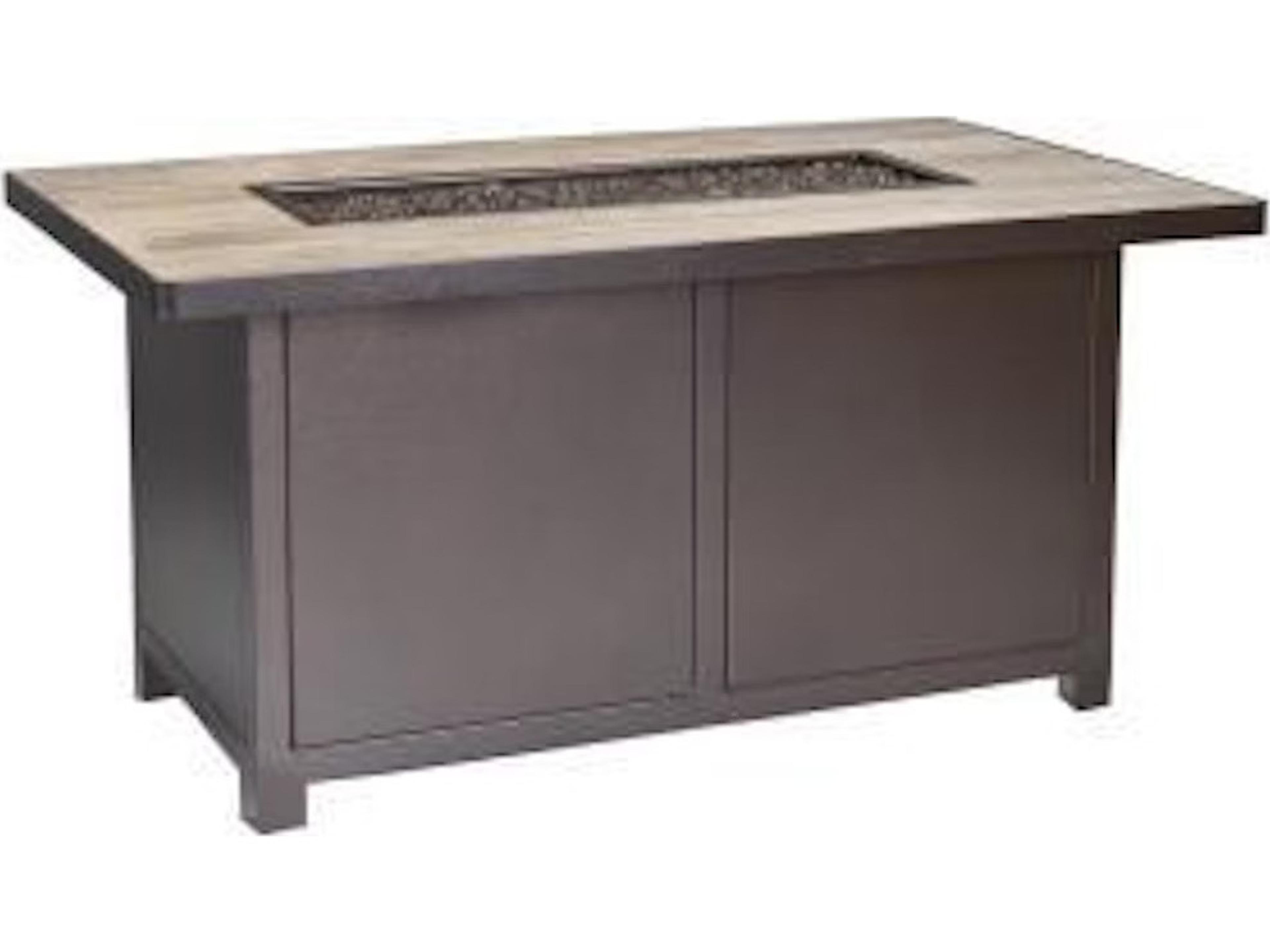 OW Lee Casual Fireside Elba Aluminum Rectangular Chat Height Fire Pit Table