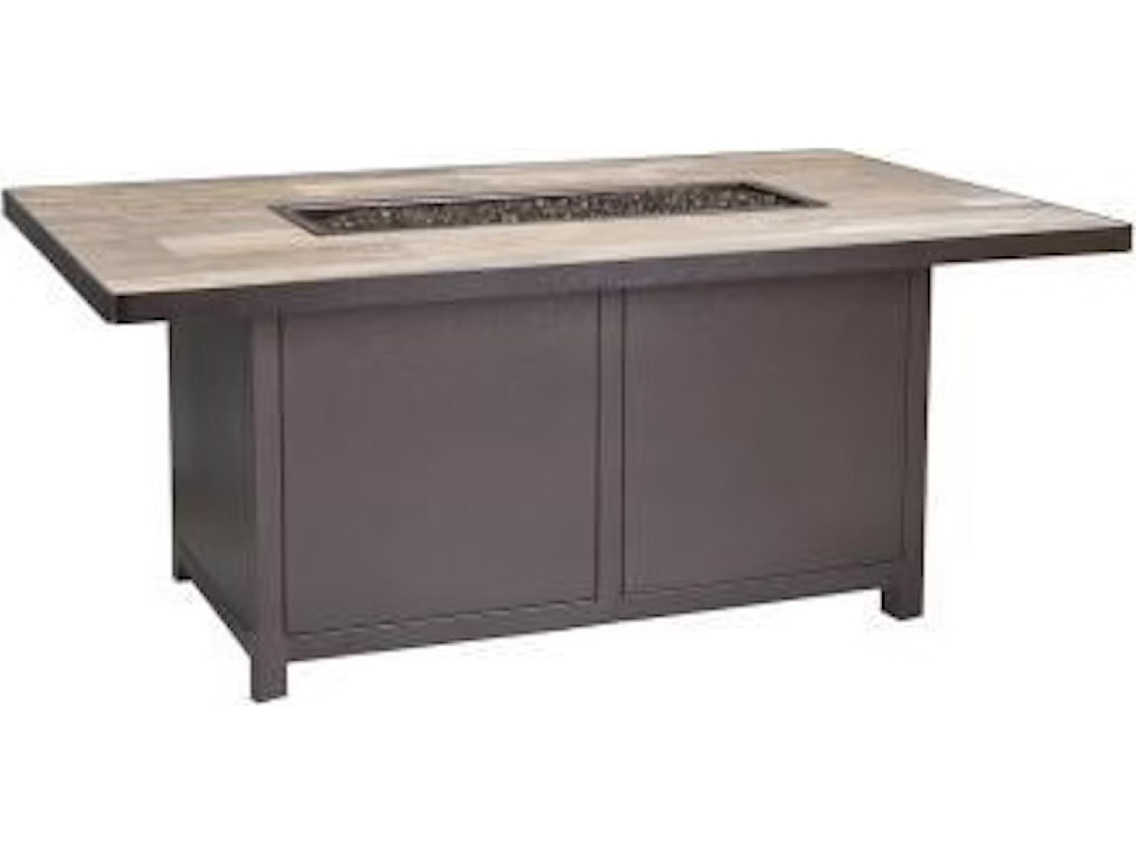 OW Lee Casual Fireside Elba Aluminum Rectangular Chat Height Fire Pit Table