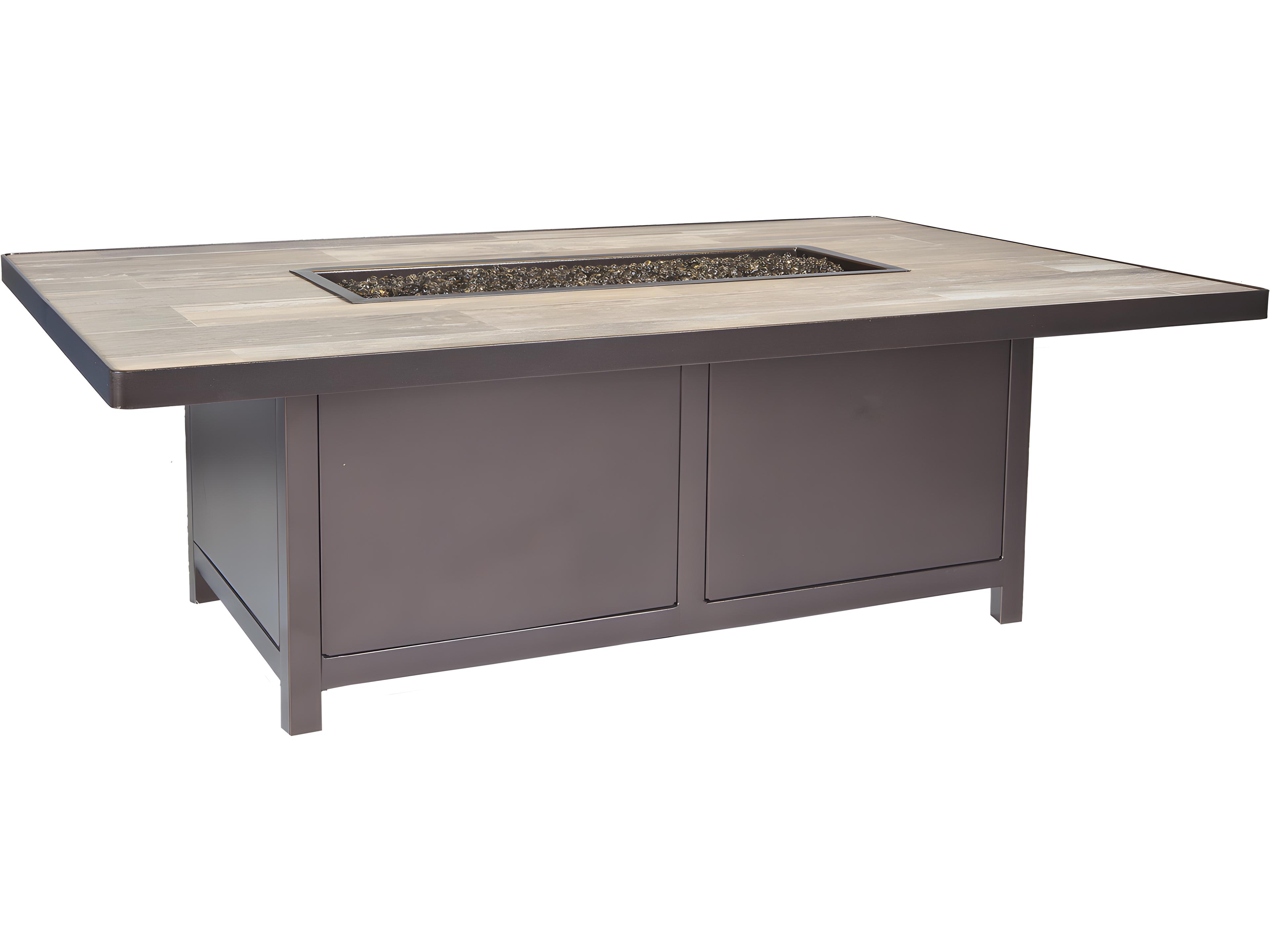 OW Lee Casual Fireside Elba Aluminum Rectangular Occasional Height Outdoor Fire Pit Table