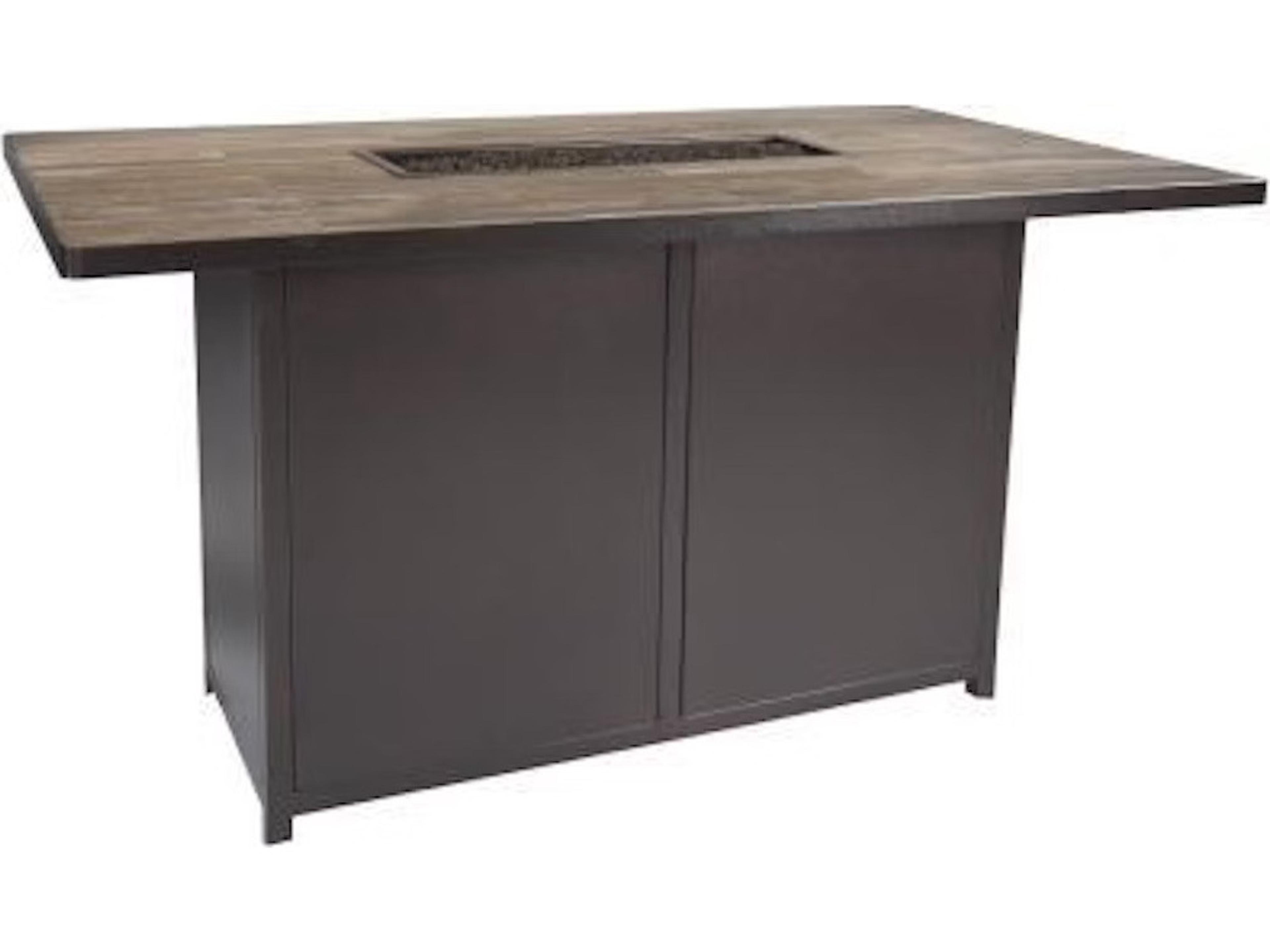 OW Lee Casual Fireside Elba Aluminum Rectangular Counter Height Fire Pit Table