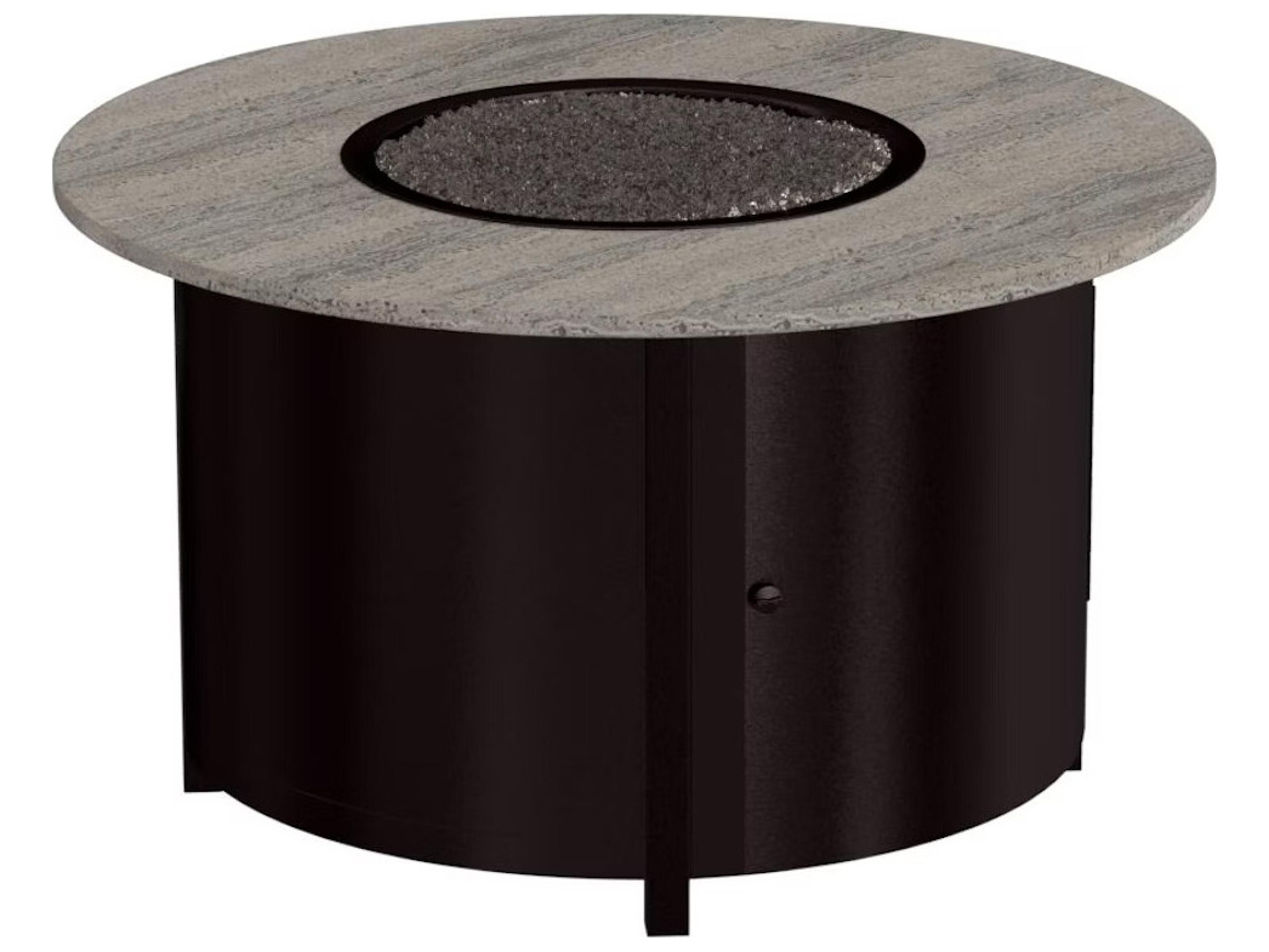 OW Lee Casual Fireside Volante Aluminum Round Chat Height Fire Pit Table - Electronic Ignition