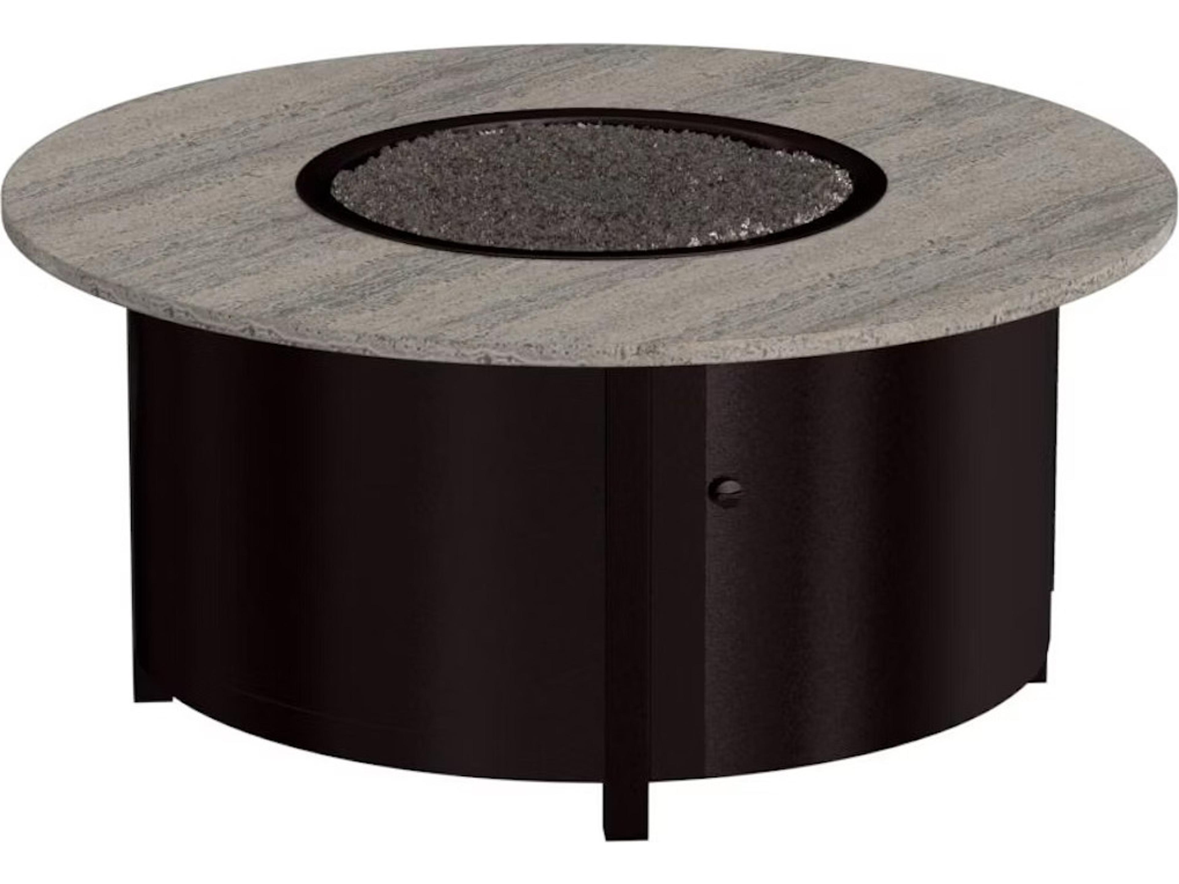 OW Lee Casual Fireside Volante Aluminum Round Occasional Height Fire Pit Table - Electronic Ignition