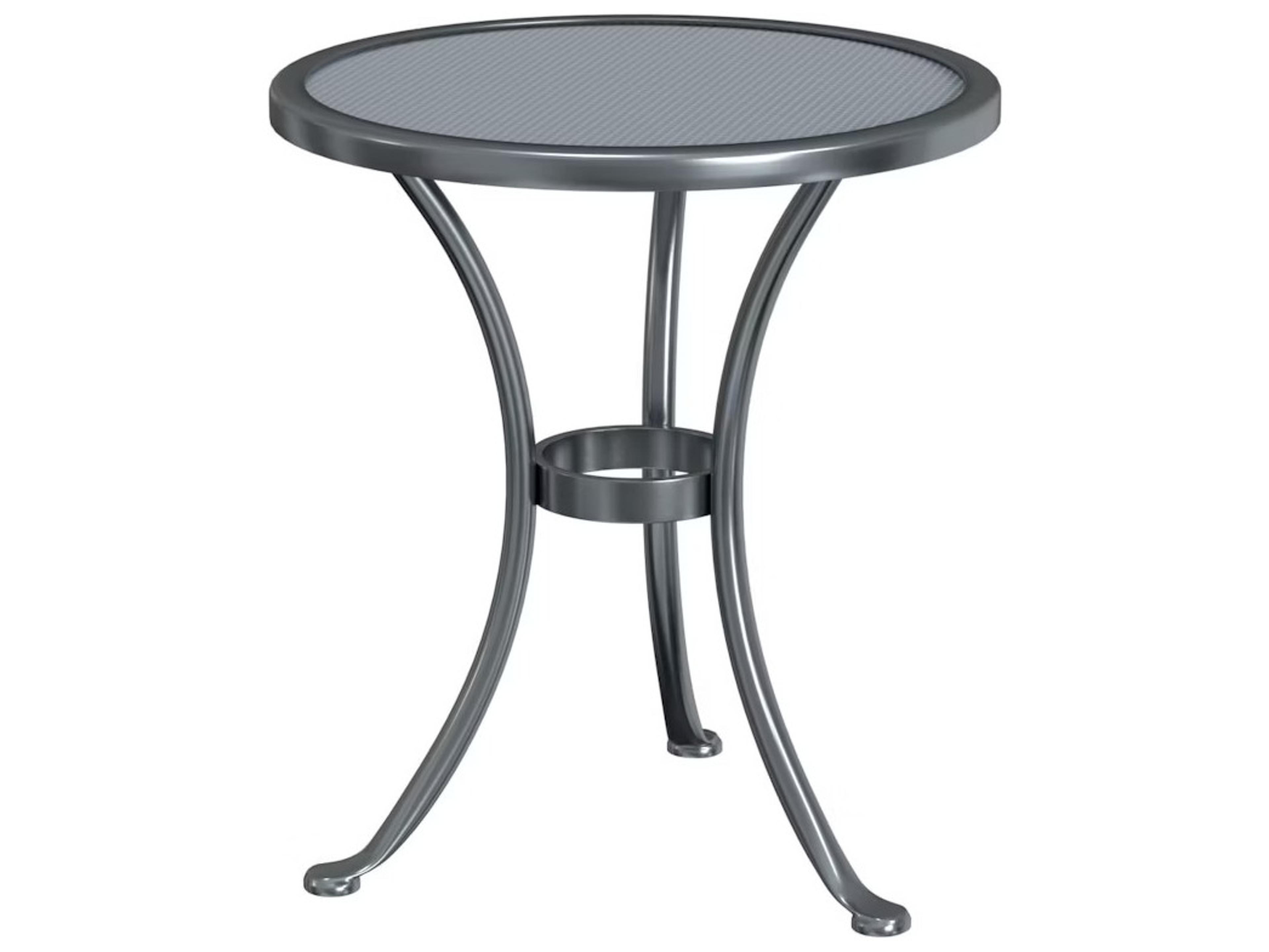 OW Lee Accent Wrought Iron Round Micro Mesh Side Table