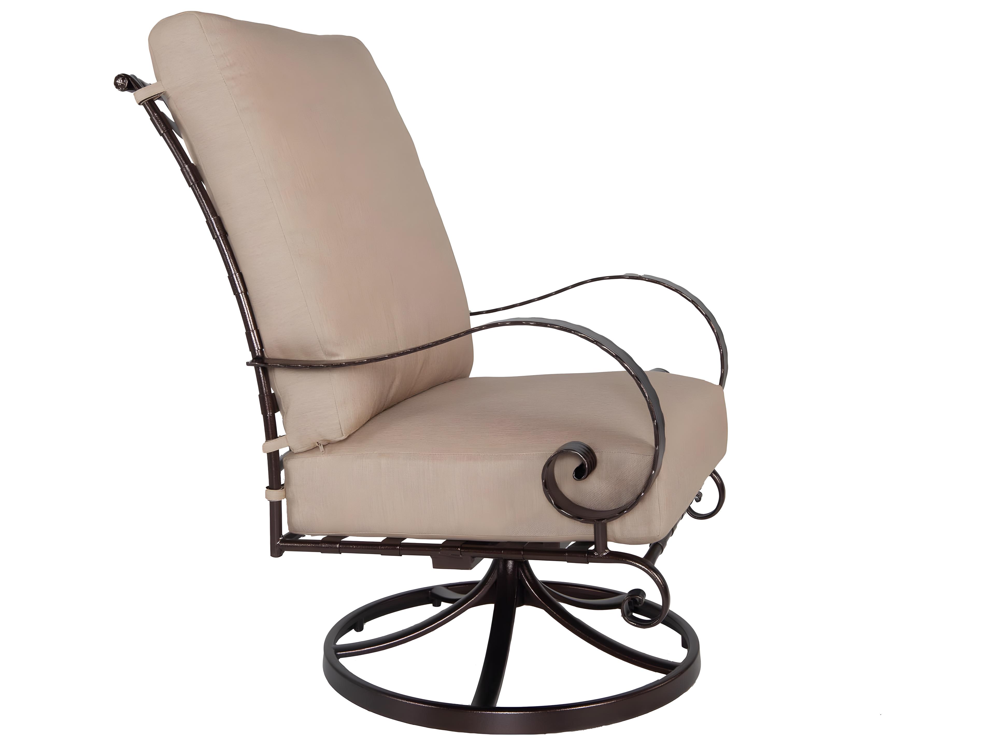 OW Lee Classico Arms Wrought Iron Hi-Back Swivel Rocker Patio Lounge Chair
