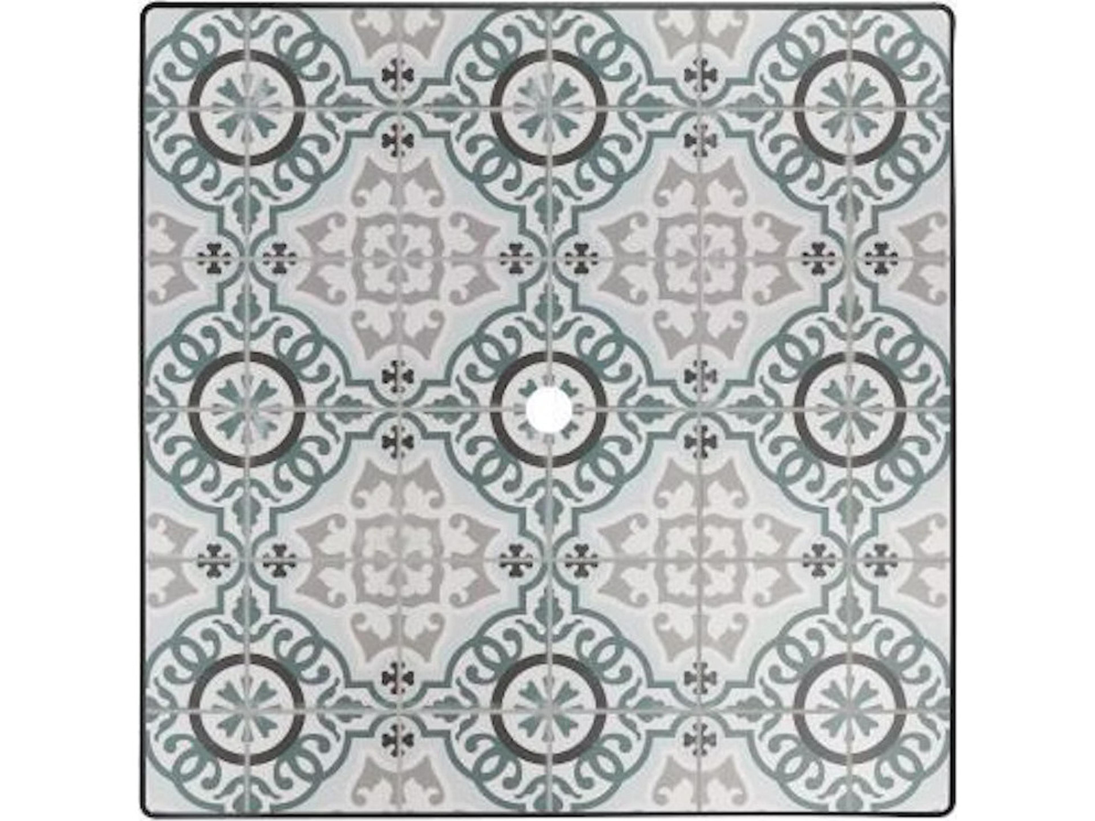 OW Lee Valencia Porcelain Square Table Top with Aluminum Rim & Umbrella Hole