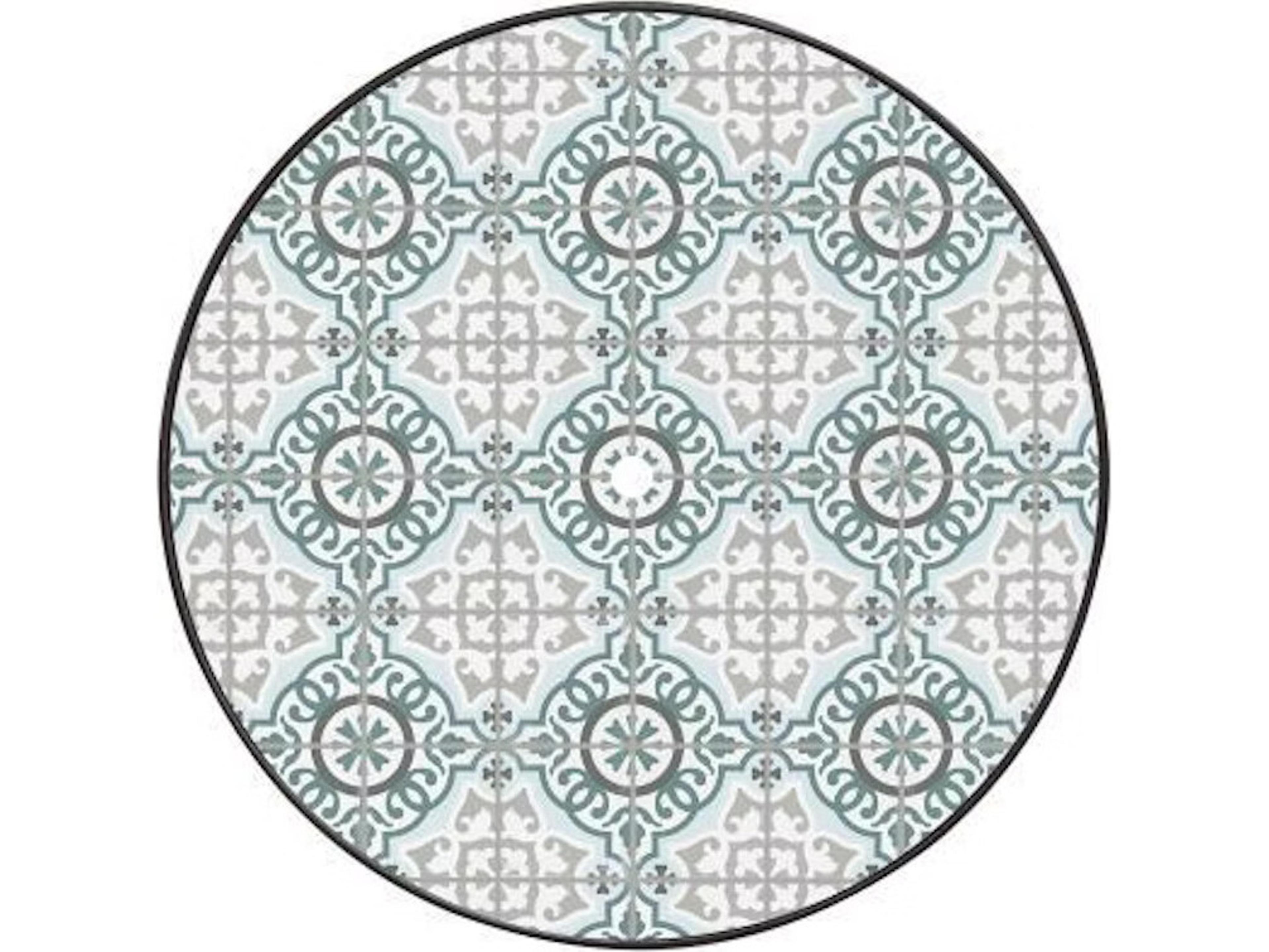 OW Lee Valencia Porcelain Round Table Top with Aluminum Rim & Umbrella Hole