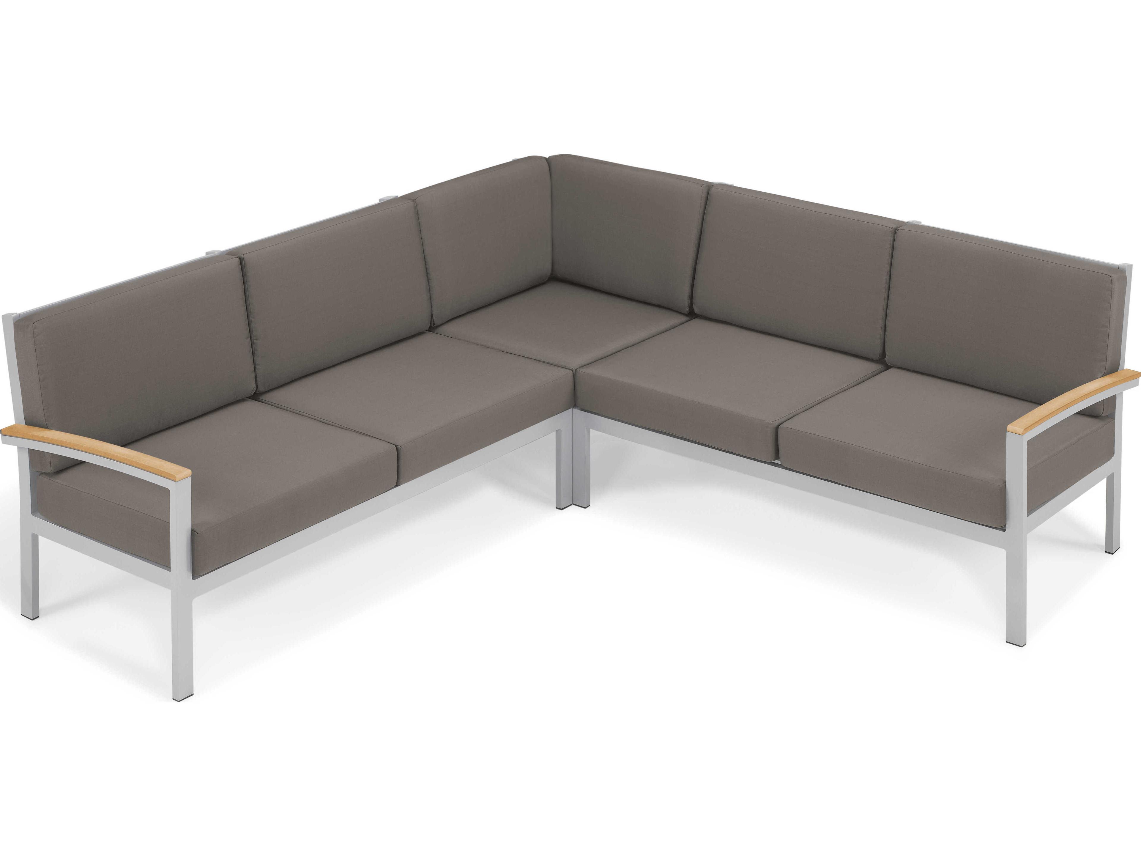 Oxford Garden Travira 3 Piece Modular Aluminum Cushion Lounge Sectional Set