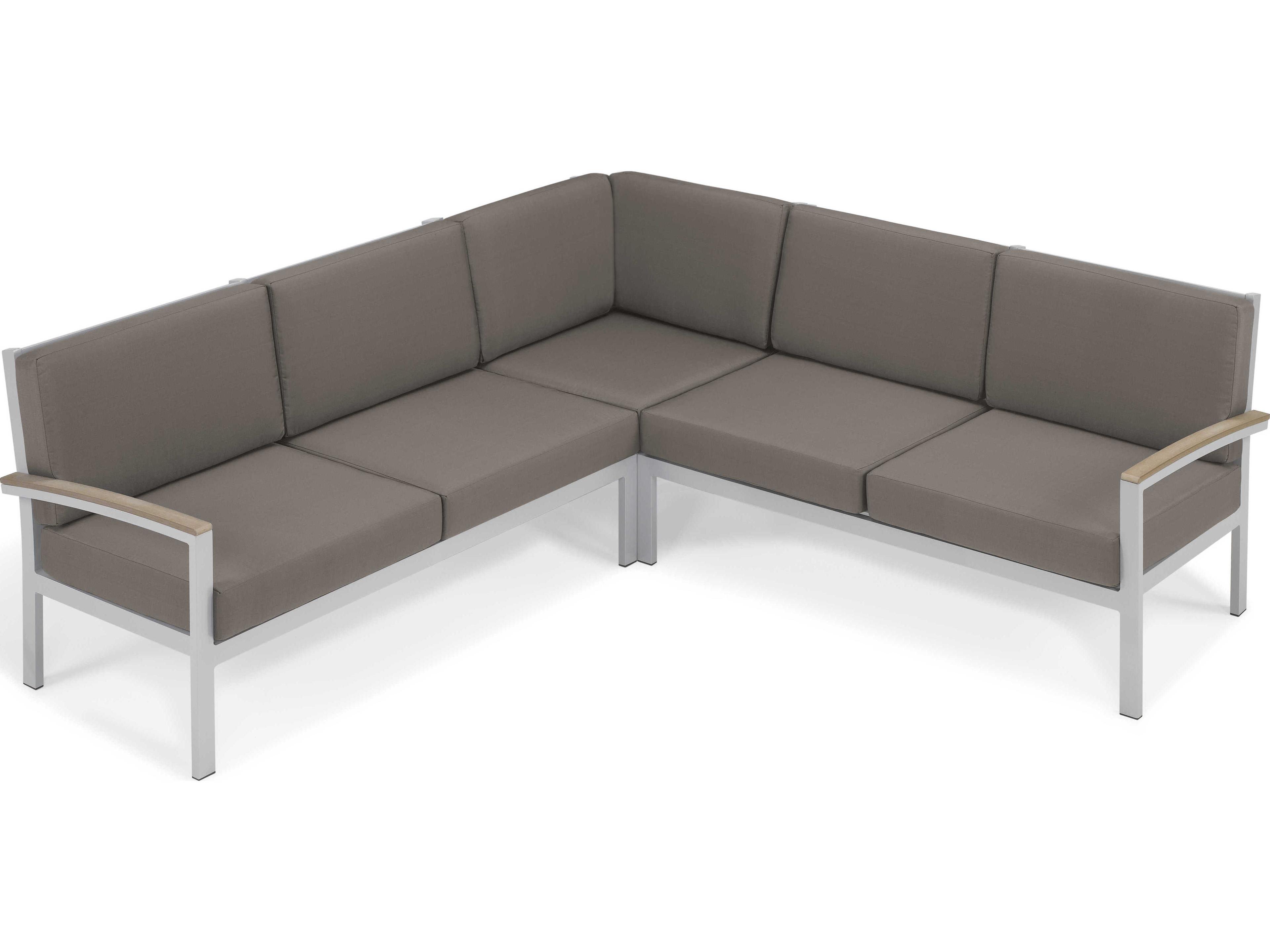 Oxford Garden Travira 3 Piece Modular Aluminum Cushion Lounge Sectional Set