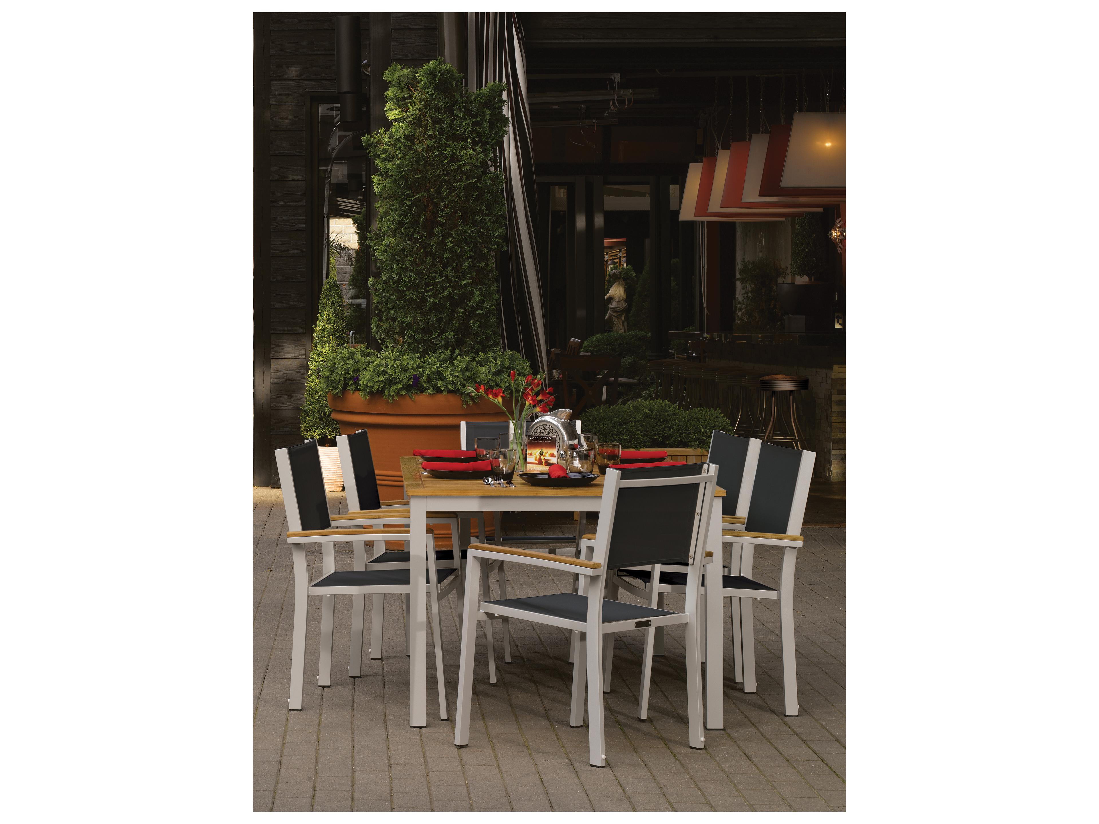 Oxford Garden Travira Aluminum Flint 7 Piece Outdoor Dining Set with Black Sling