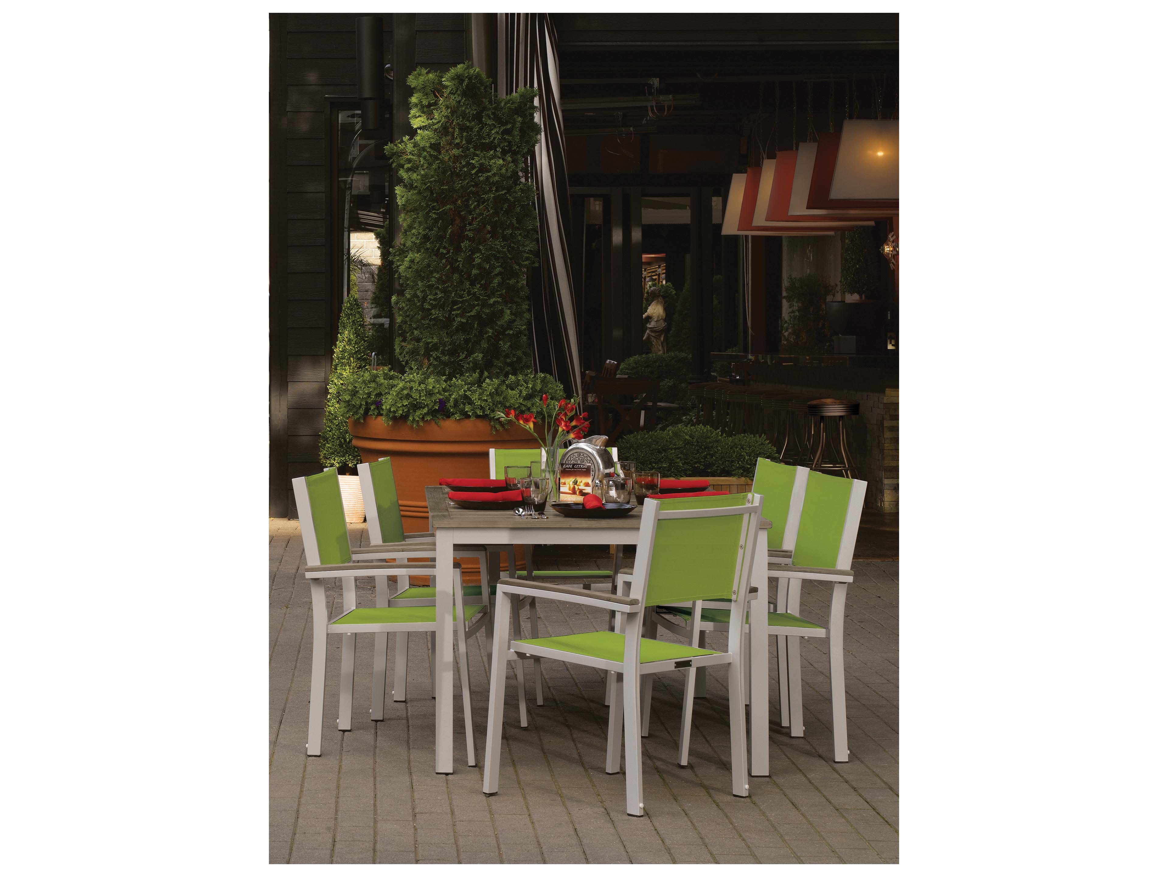 Oxford Garden Travira Aluminum Flint 7 Piece Outdoor Patio Dining Set with Go Green Sling