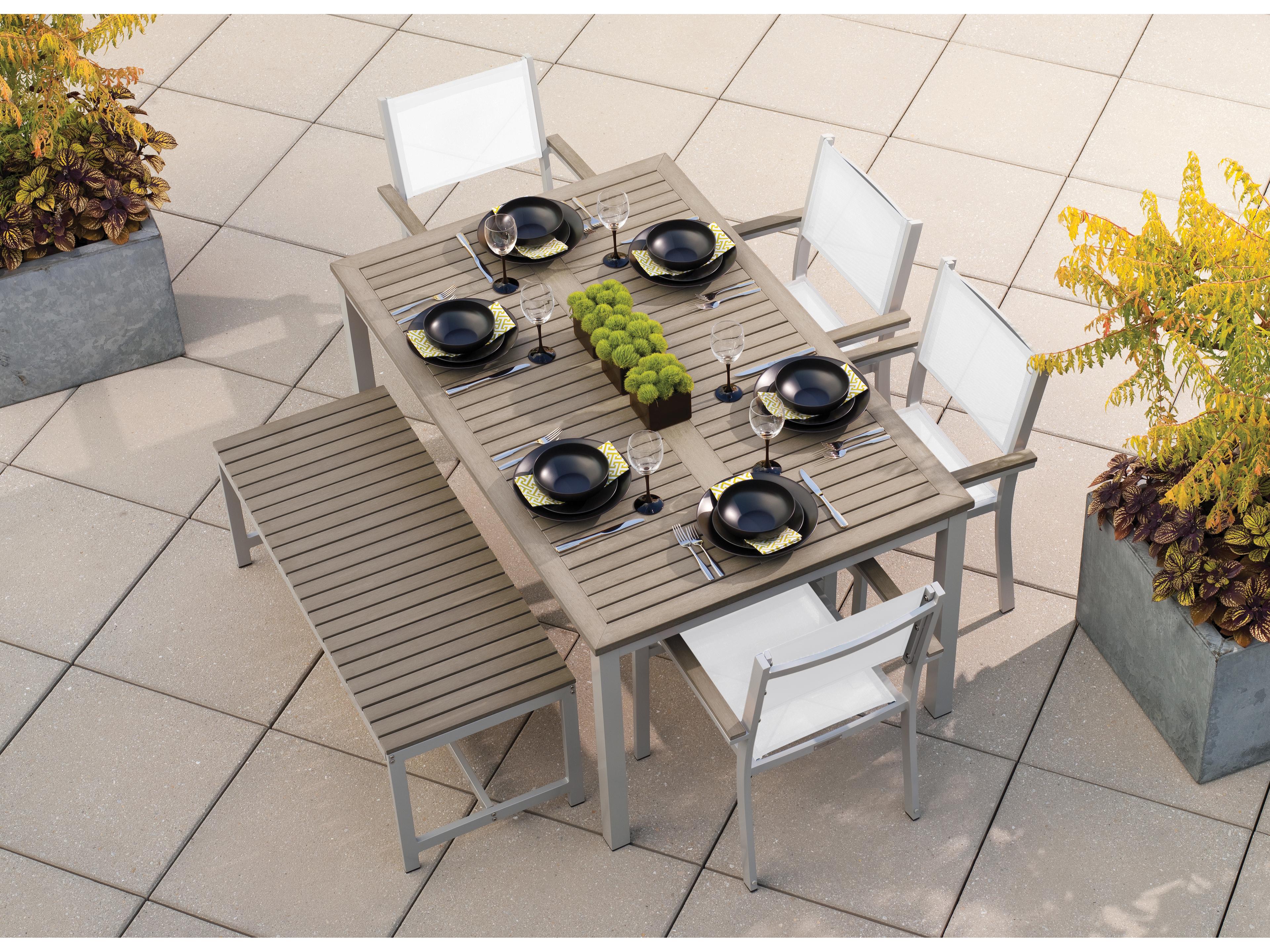 Oxford Garden Travira Aluminum Flint 6 Piece Patio Dining Set with Natural Sling