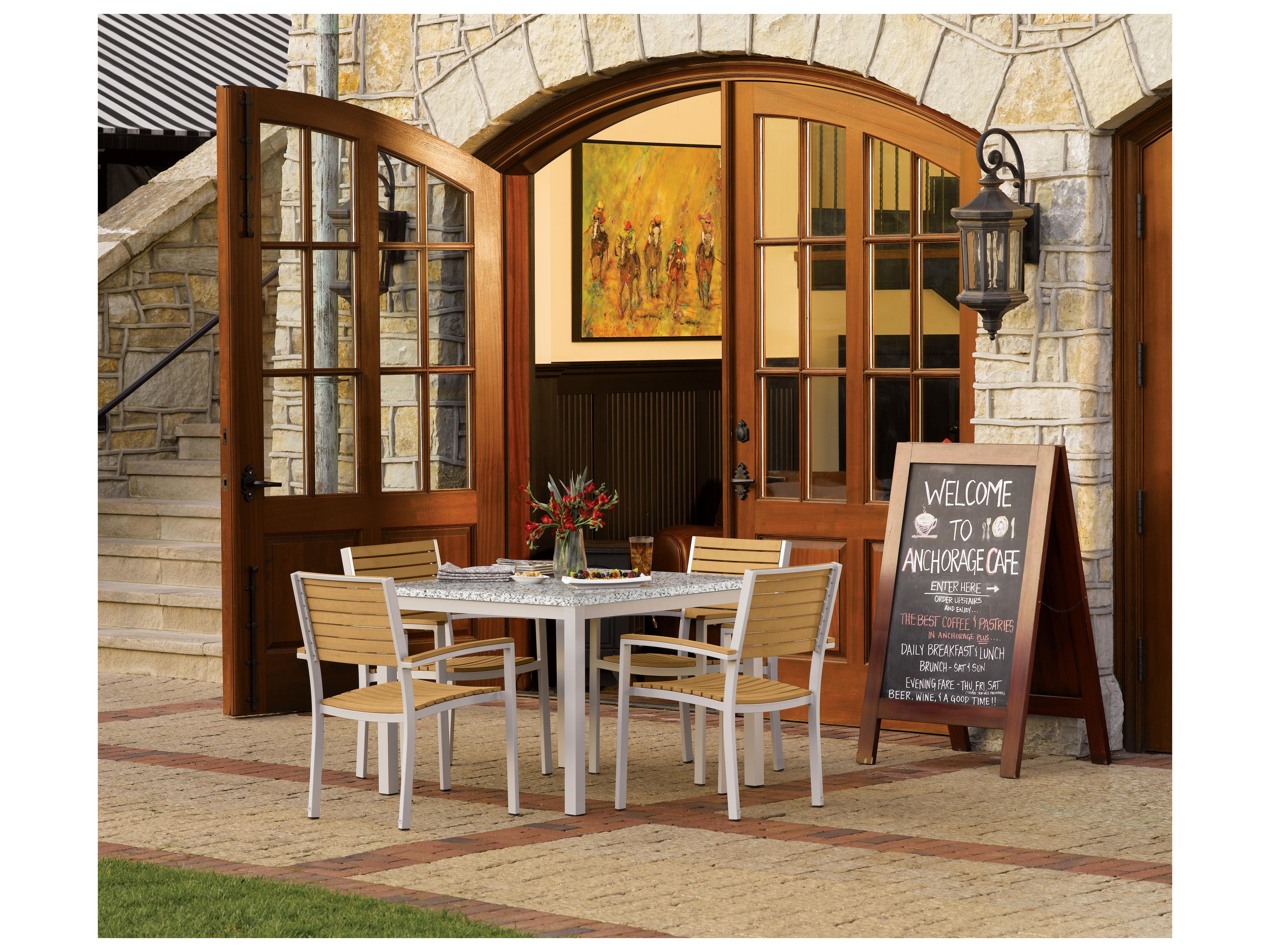 Oxford Garden Travira Aluminum Flint 5 Piece Outdoor Patio Dining Set