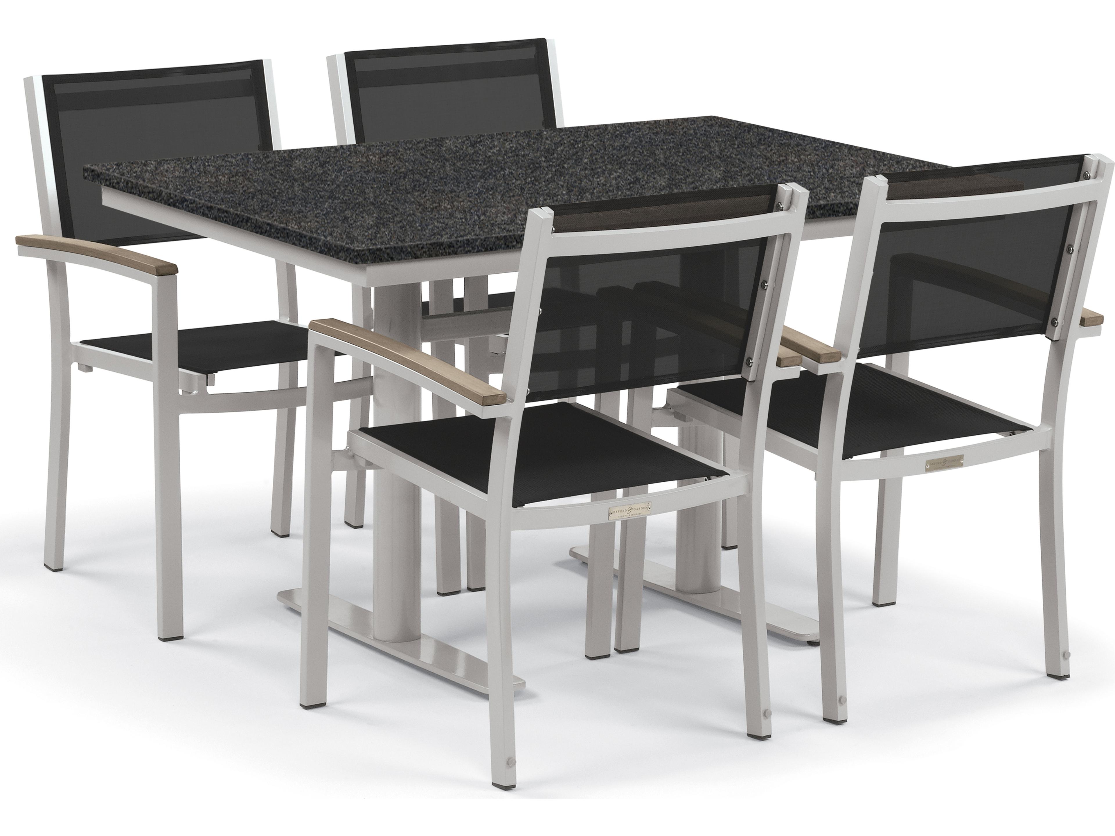 Oxford Garden Travira Aluminum Flint 5 Piece Bistro Set with Black Sling