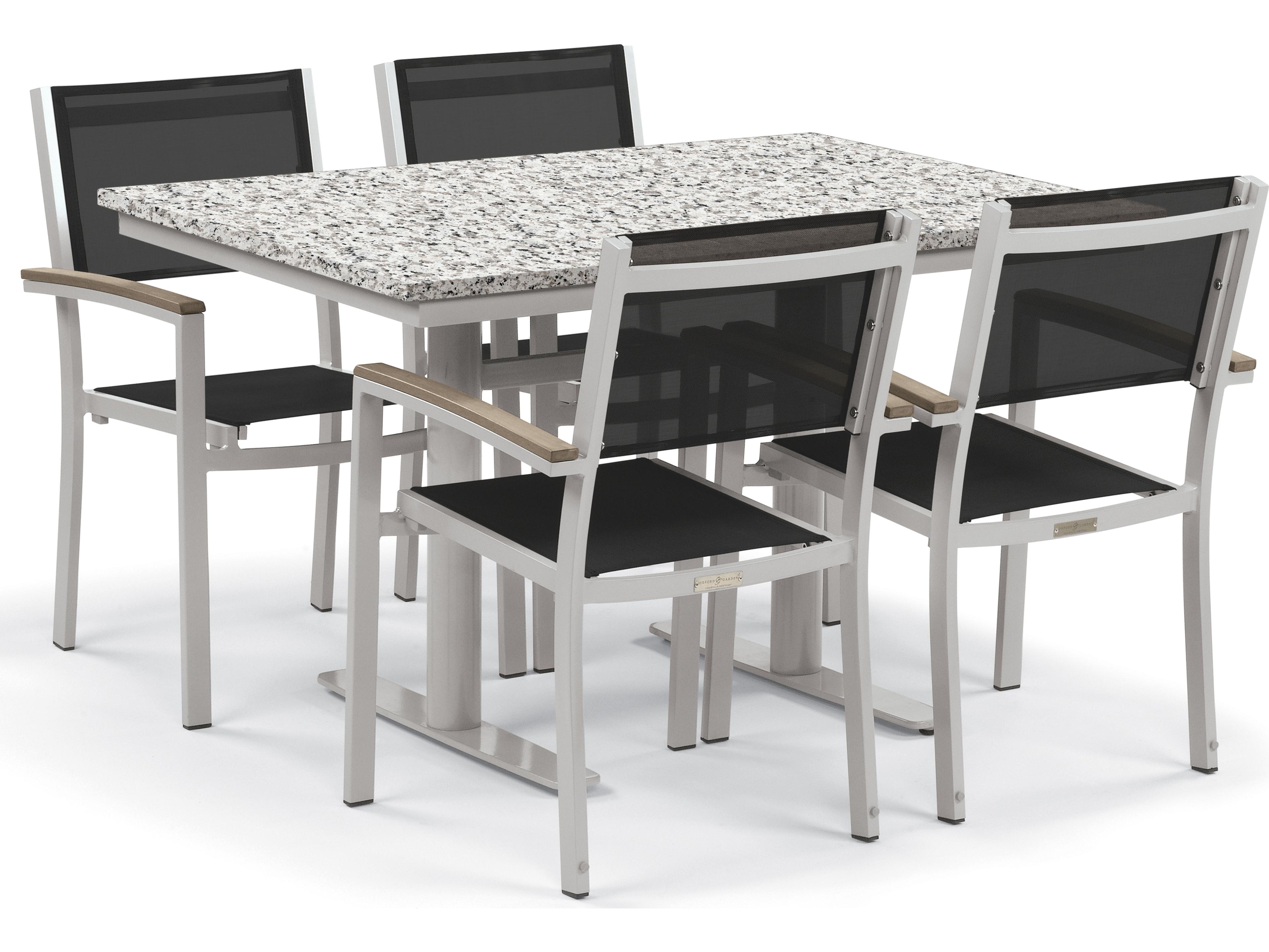 Oxford Garden Travira Aluminum Flint 5 Piece Bistro Set with Black Sling