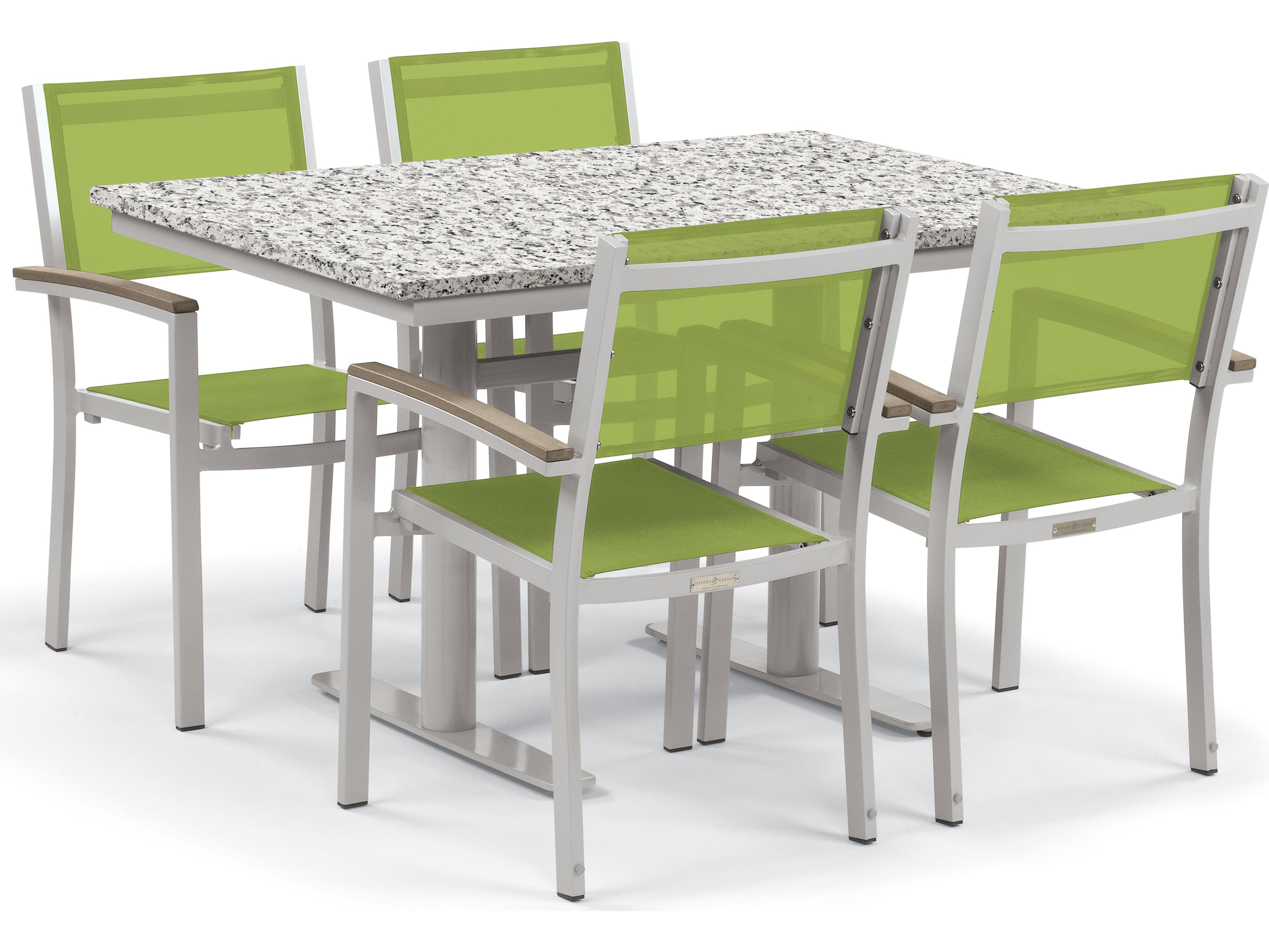 Oxford Garden Travira Aluminum Flint 5 Piece Bistro Set with Go Green Sling