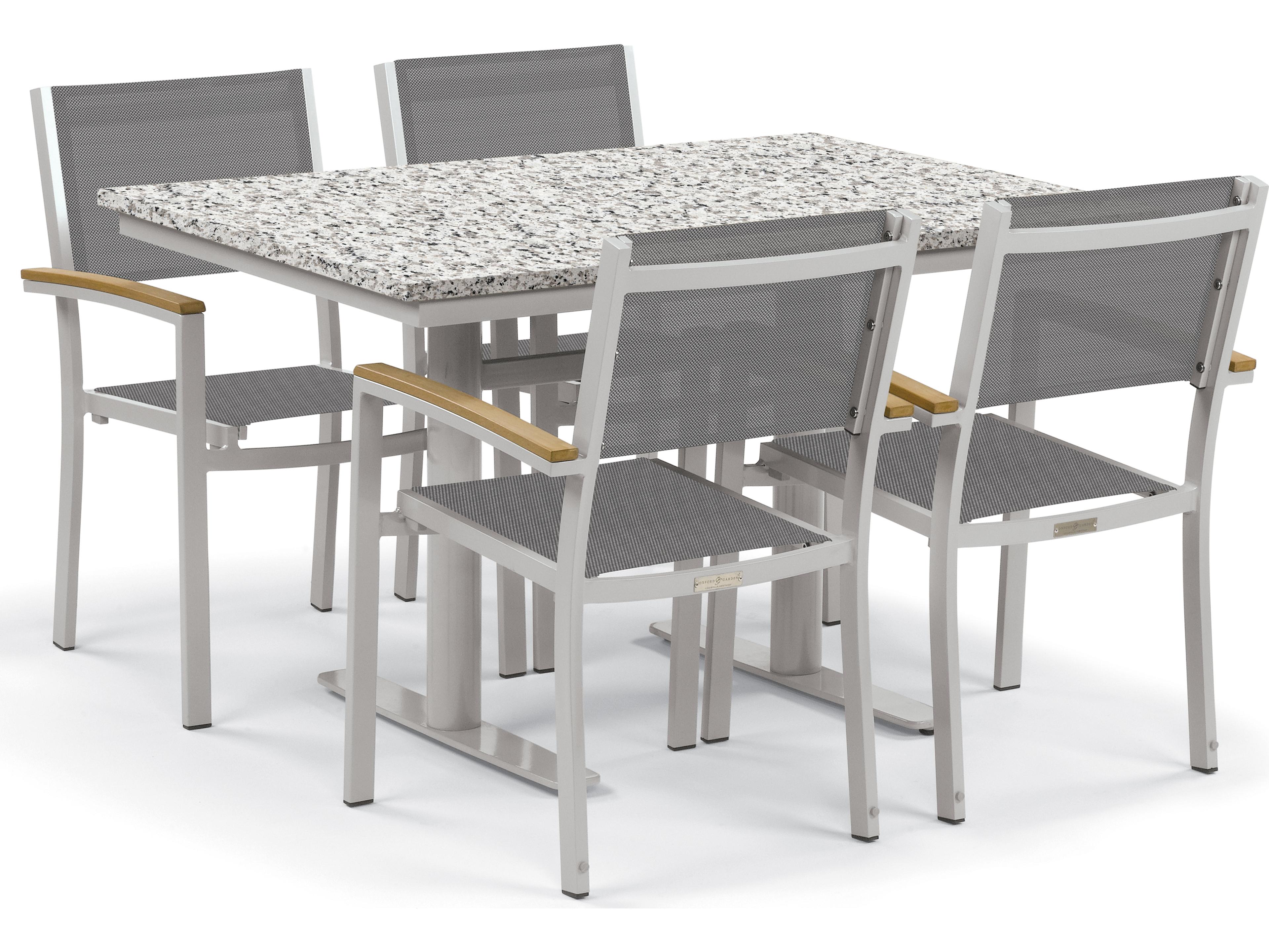 Oxford Garden Travira Aluminum Flint 5 Piece Bistro Set with Titanium Sling