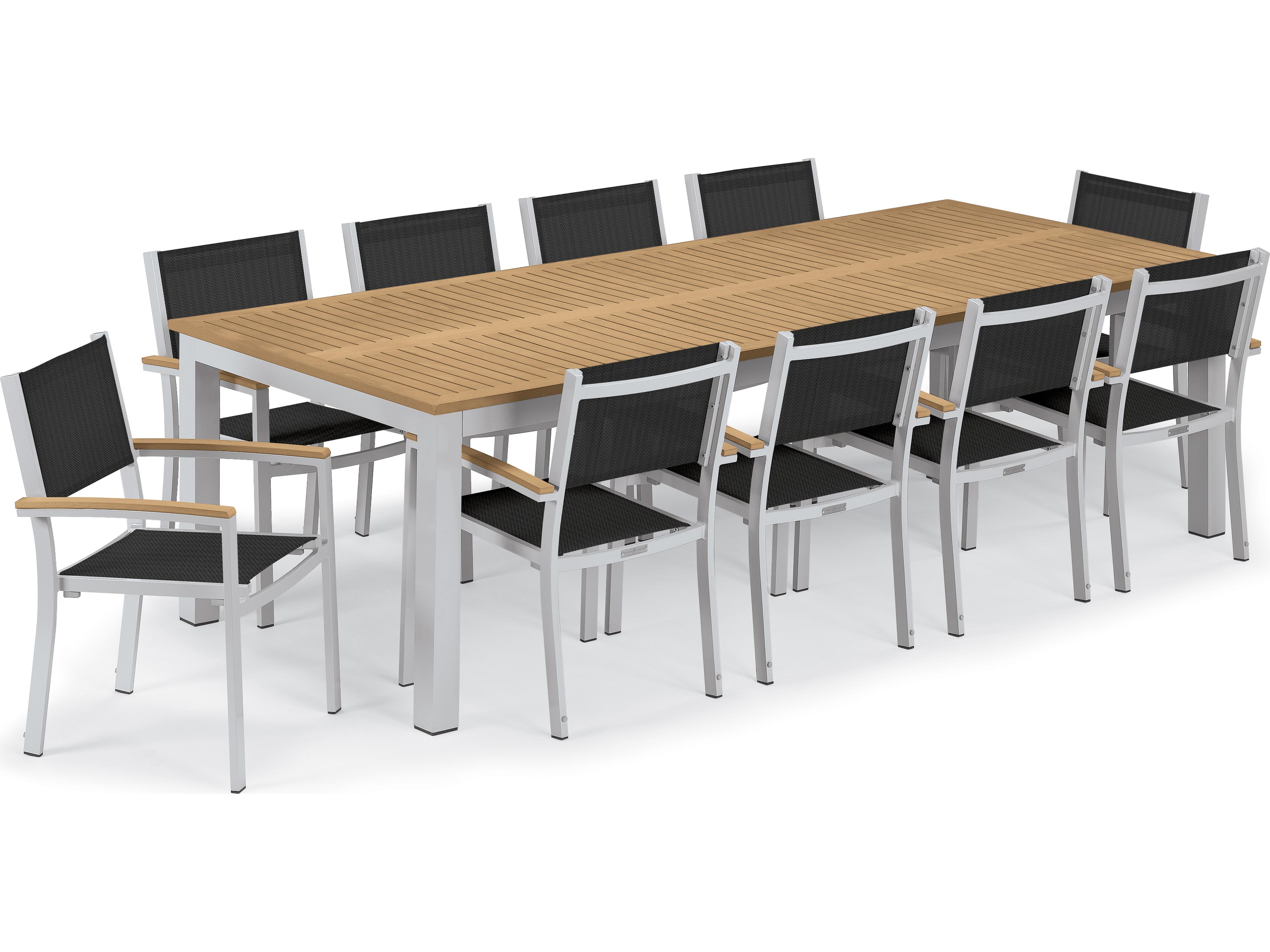 Oxford Garden Travira Aluminum Flint 11 Piece Outdoor Dining Set with Black Sling