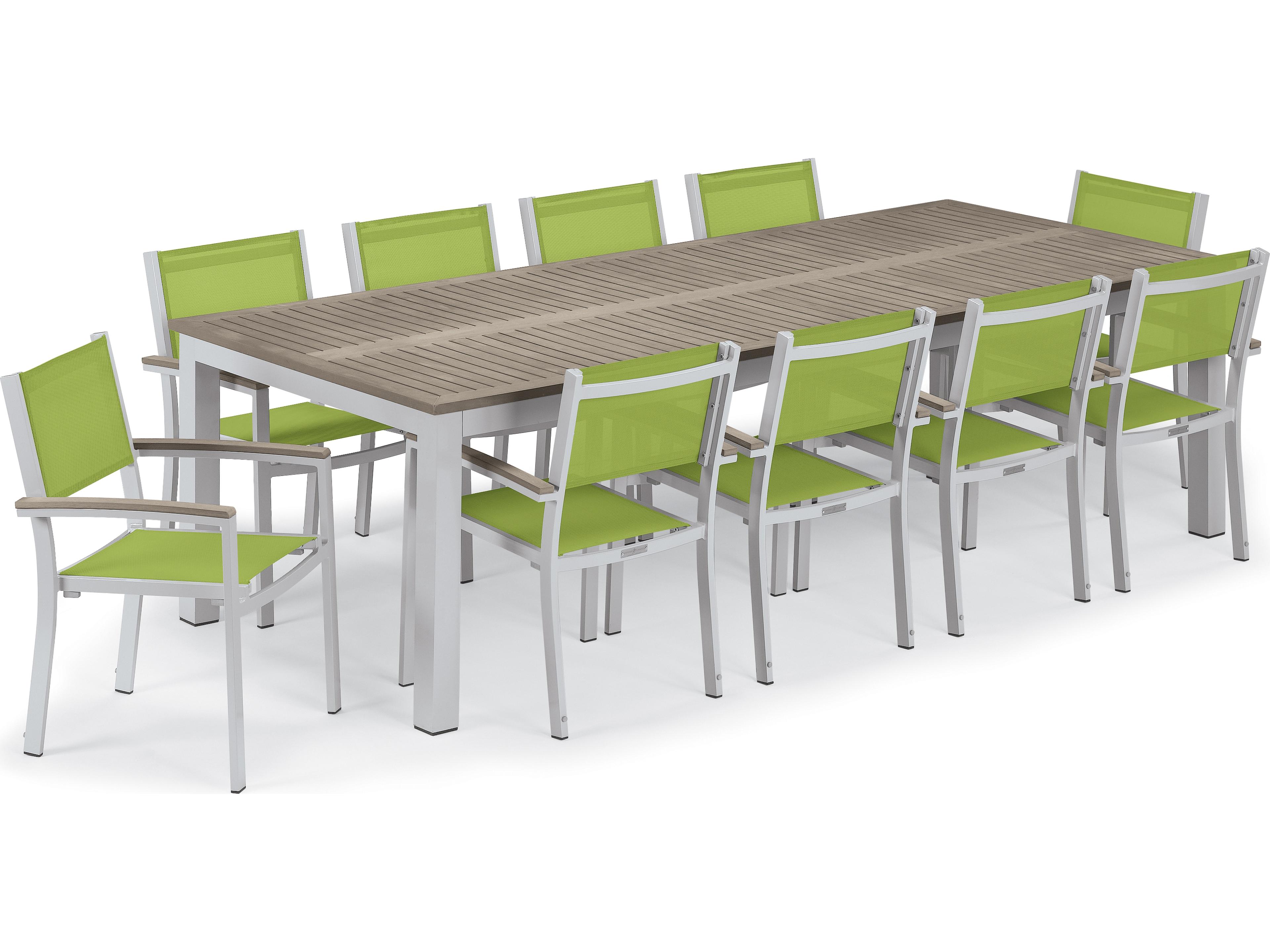 Oxford Garden Travira Aluminum Flint 11 Piece Outdoor Patio Dining Set with Go Green Sling