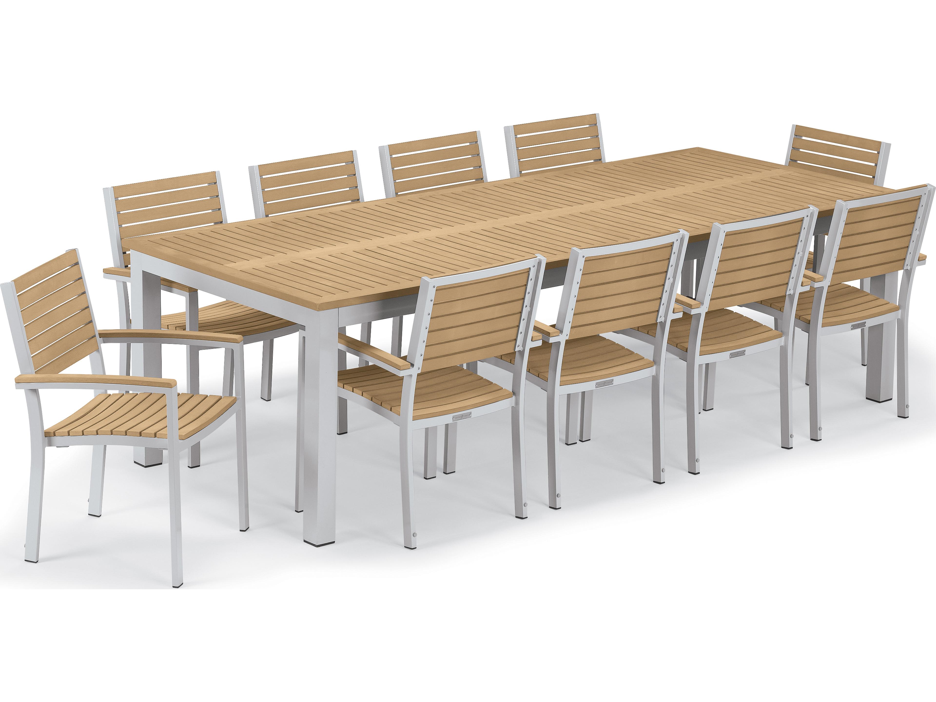 Oxford Garden Travira Aluminum Flint 11 Piece Patio Dining Set