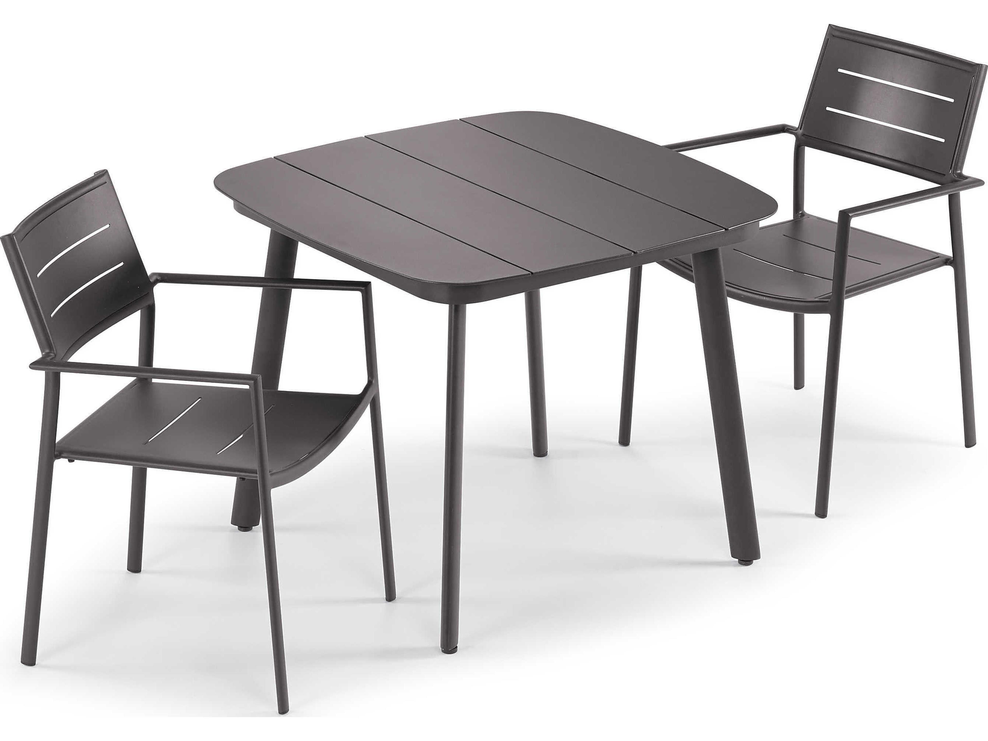 Oxford Garden Eiland Two Aluminum Dining Chairs & Table Set