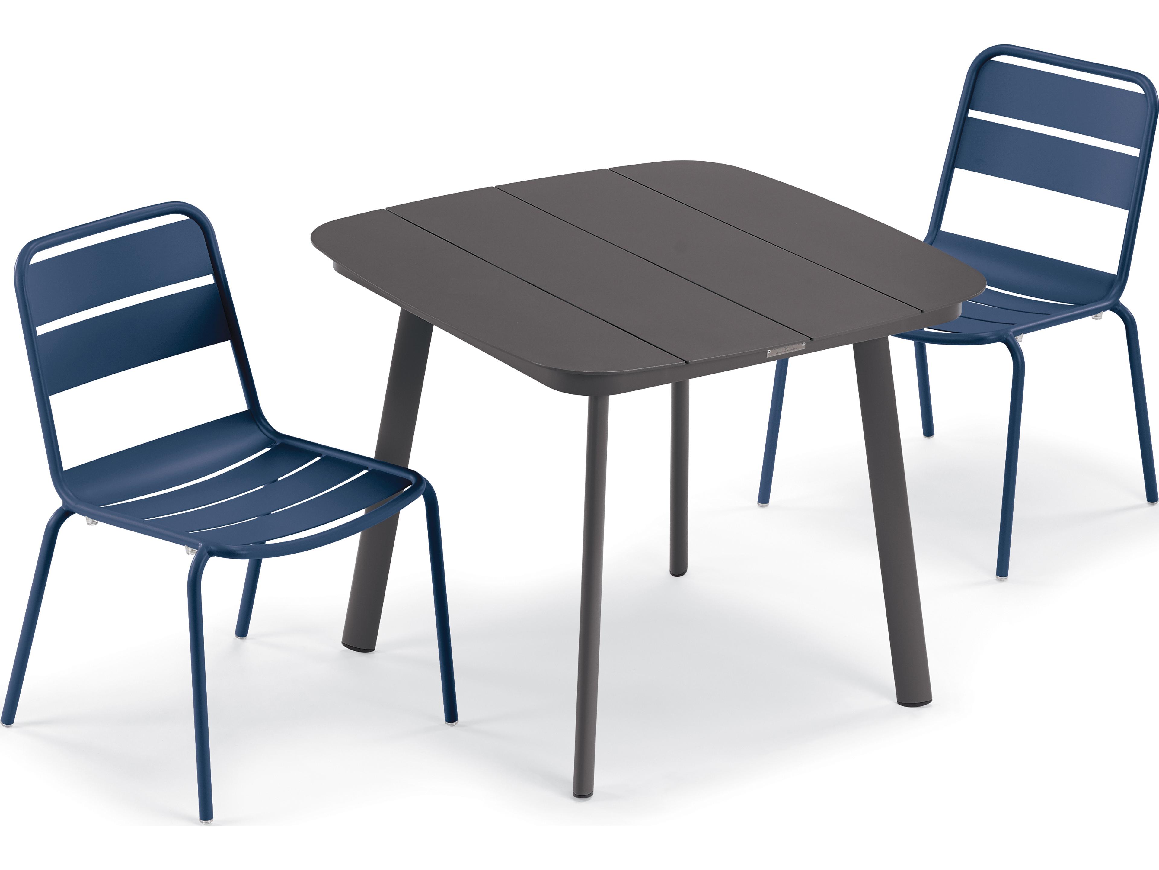 Oxford Garden Kapri Aluminum Carbon/Prussian 3 Piece Outdoor Patio Dining Set