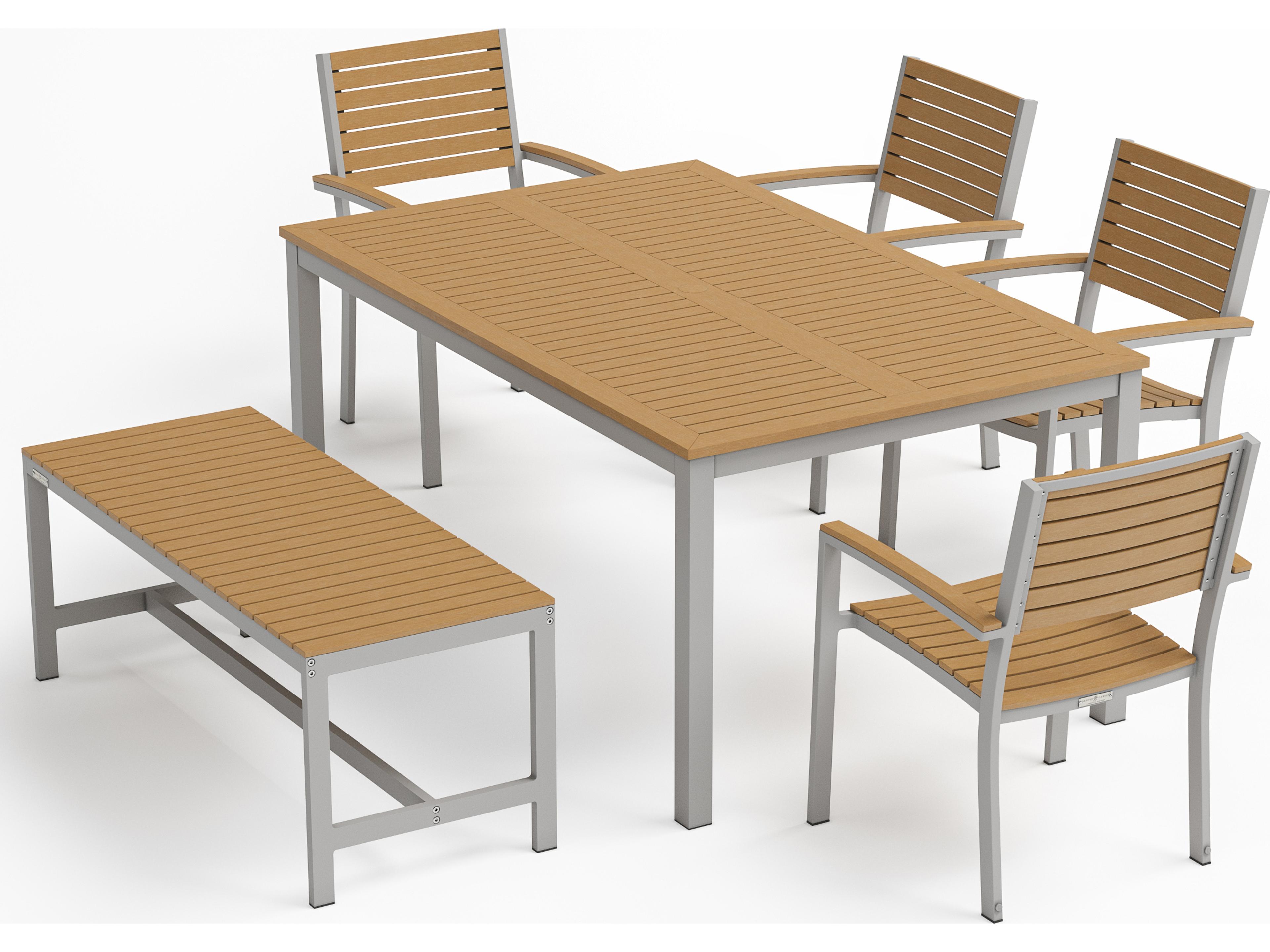 Oxford Garden Travira Aluminum Flint 6 Piece Outdoor Dining Set