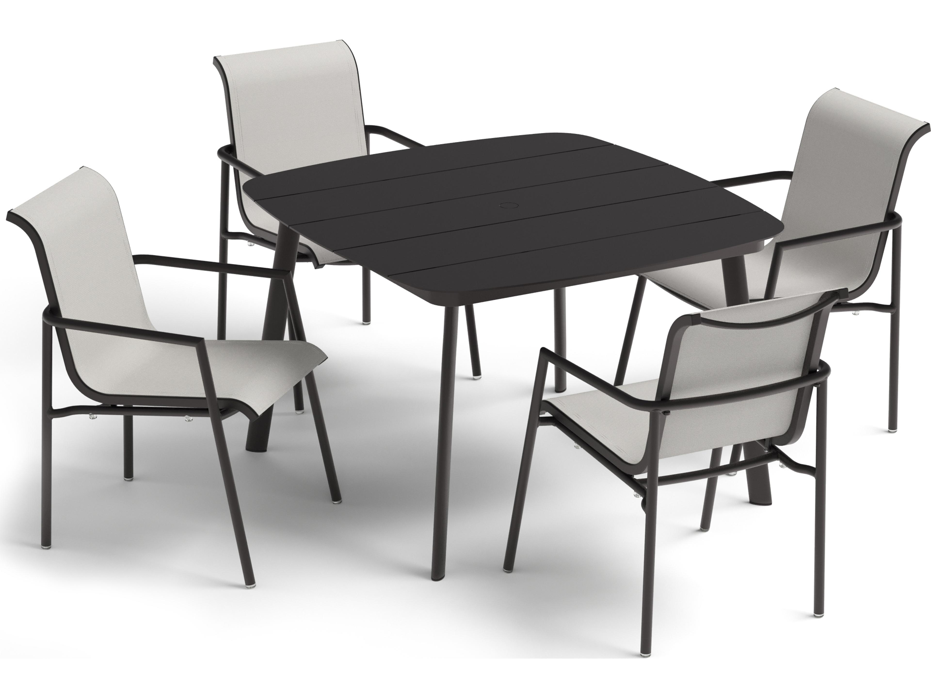 Oxford Garden Orso Aluminum Carbon 5 Piece Patio Dining Set with Fog Sling
