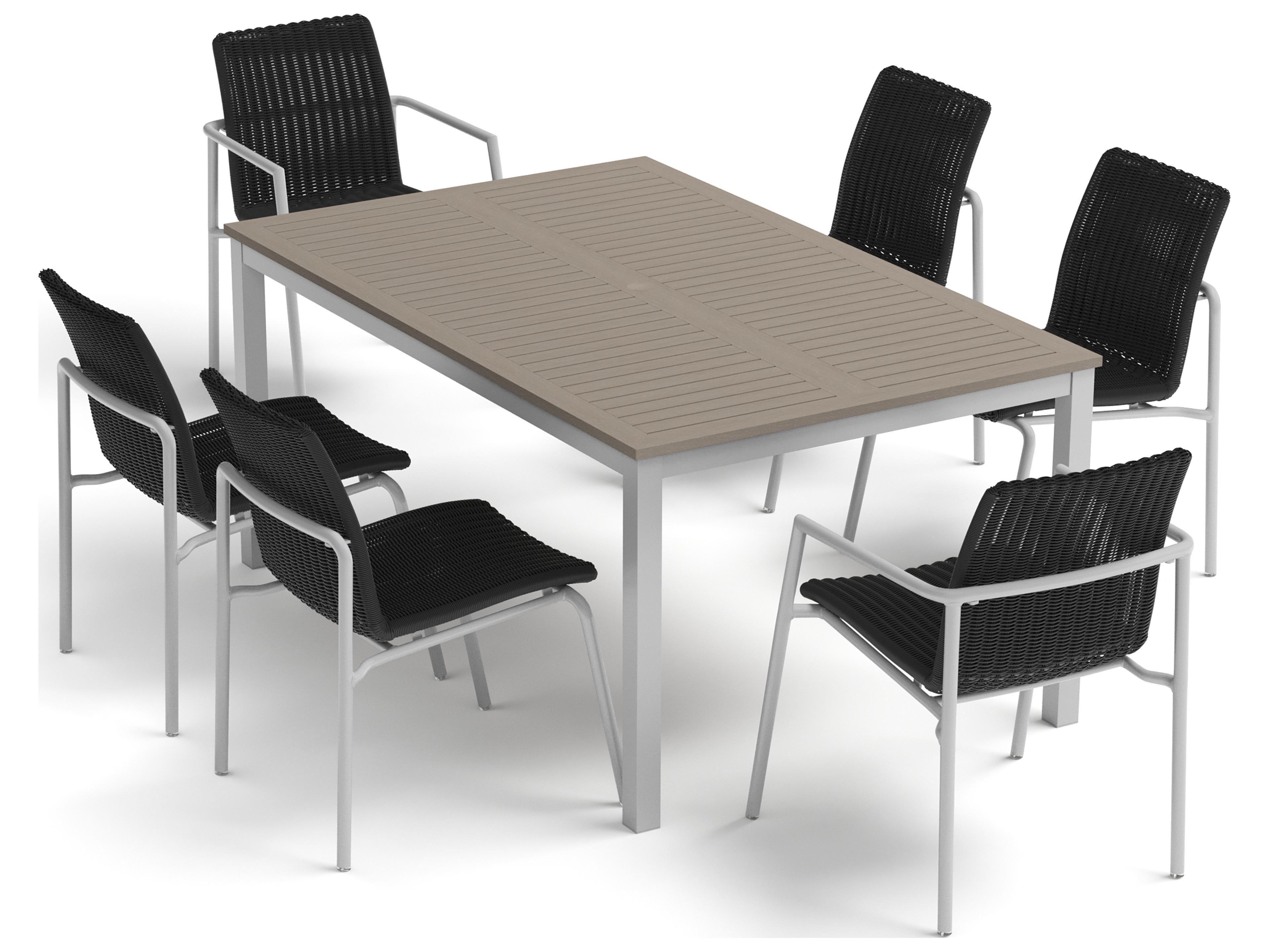 Oxford Garden Orso Wicker Shadow 7 Piece Outdoor Patio Dining Set