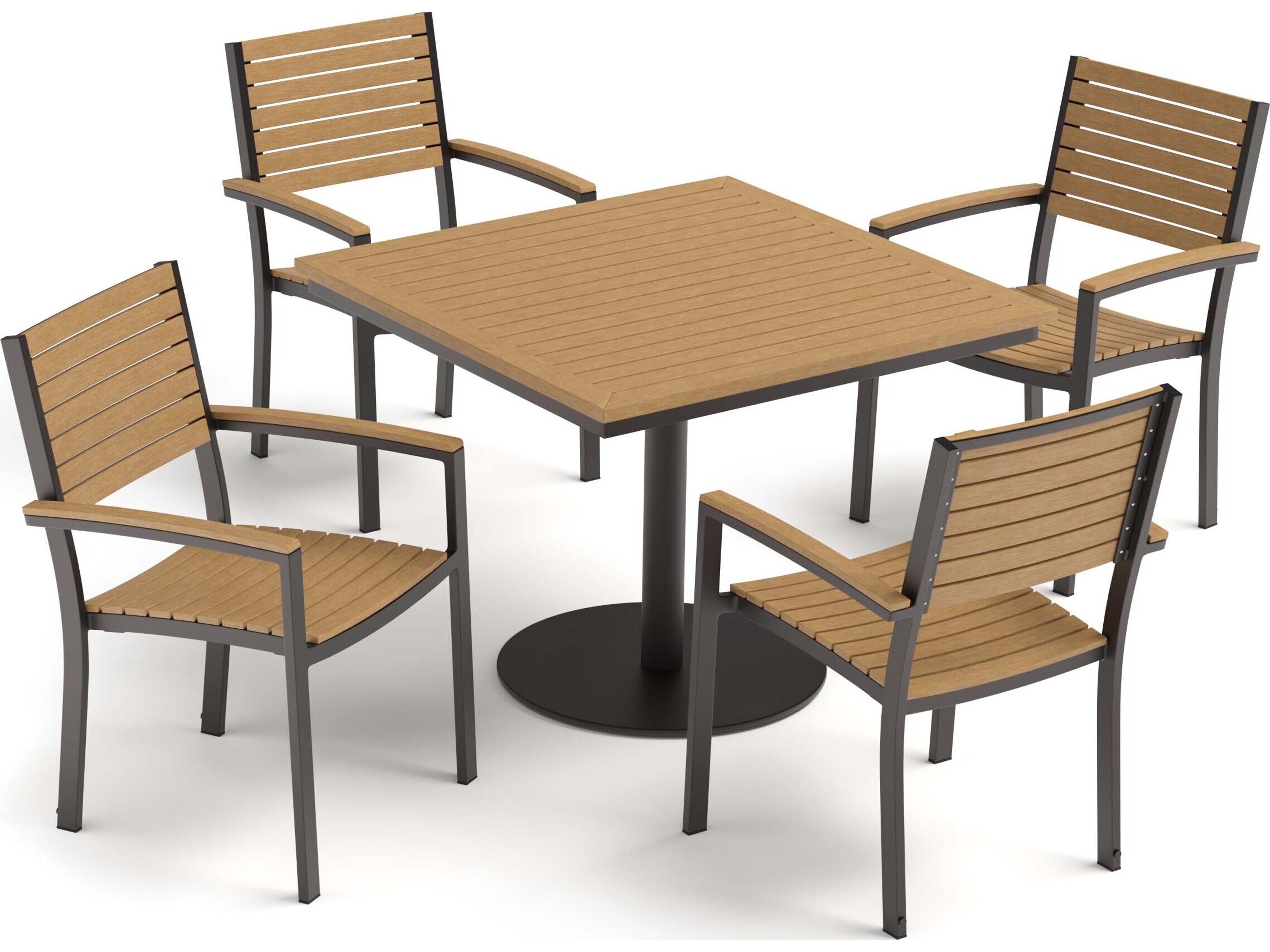 Oxford Garden Travira Aluminum Flint 5 Piece Patio Dining Set