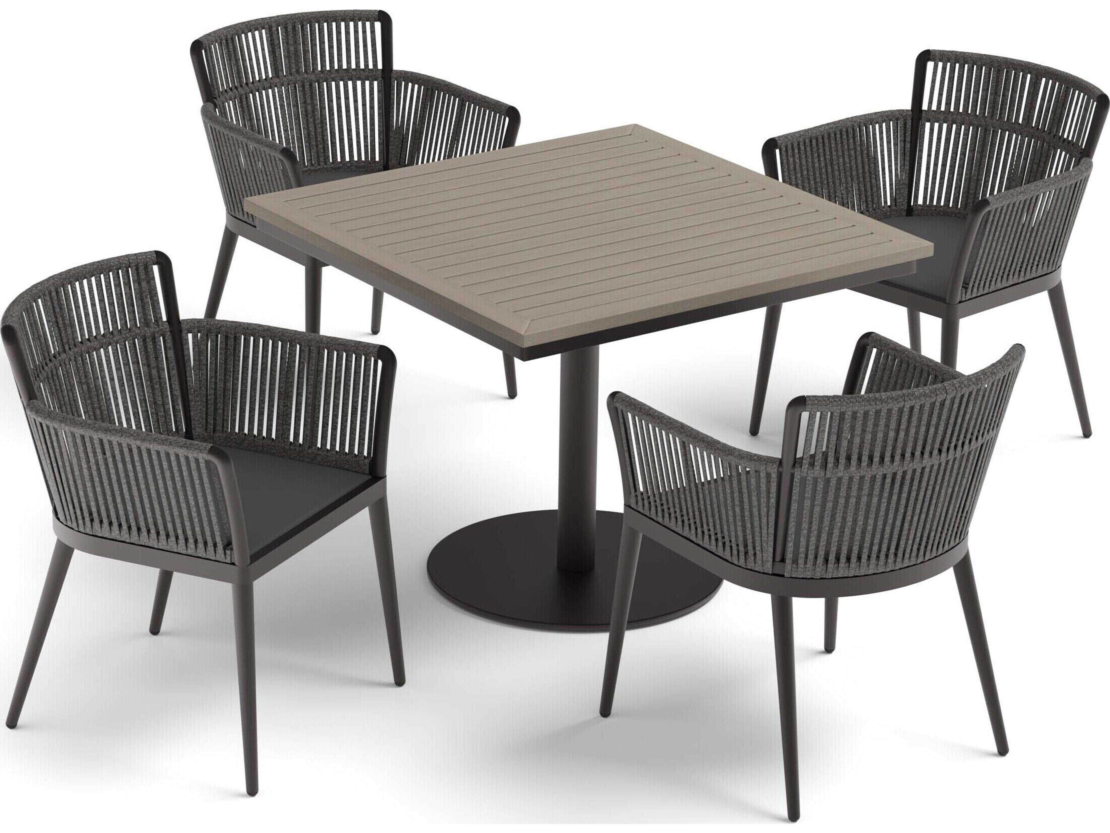 Oxford Garden Nette Aluminum Carbon 5 Piece Patio Dining Set