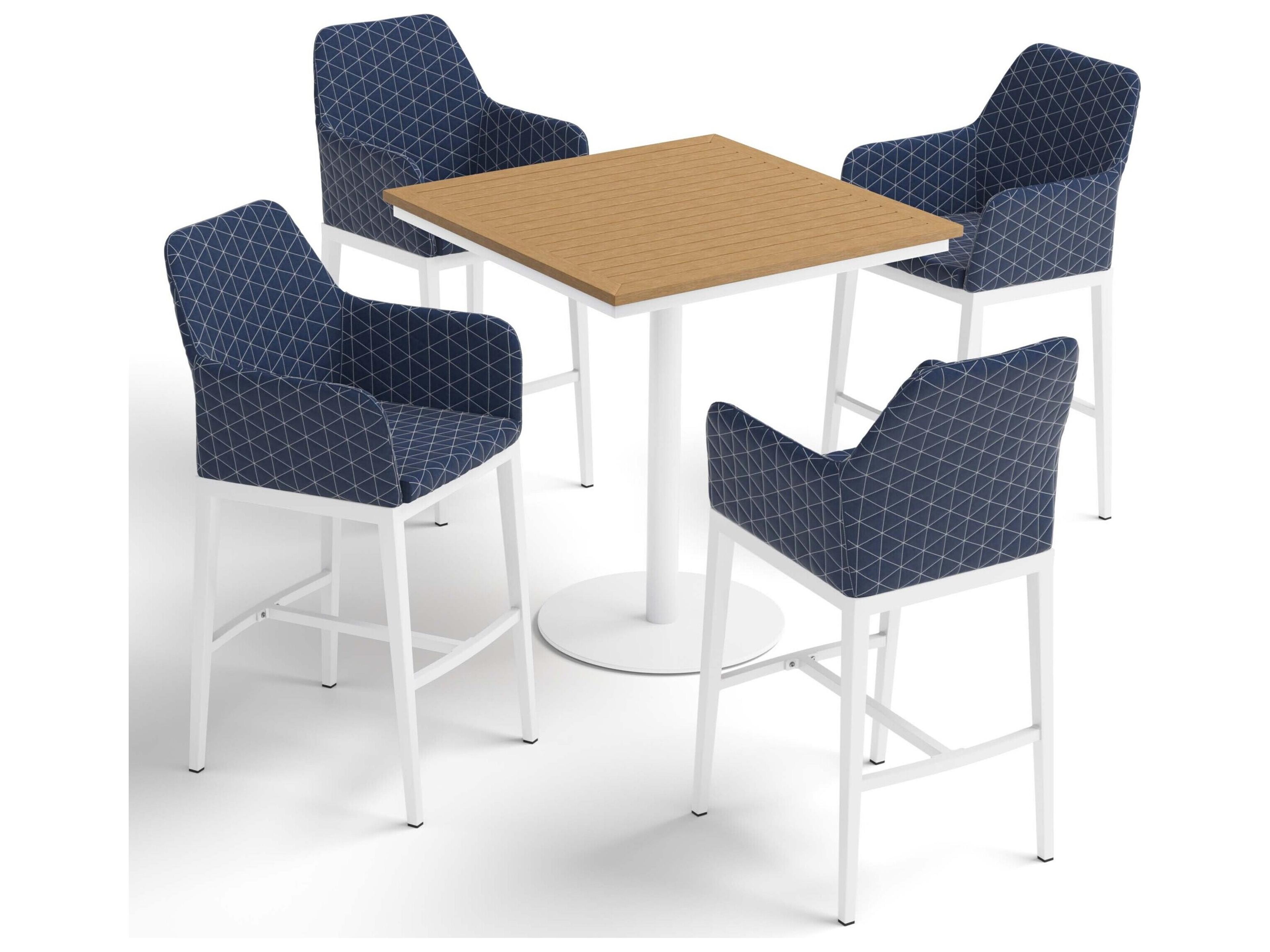Oxford Garden Oland Aluminum Chalk 5 Piece Bar Set with Spectrum Indigo Cushions