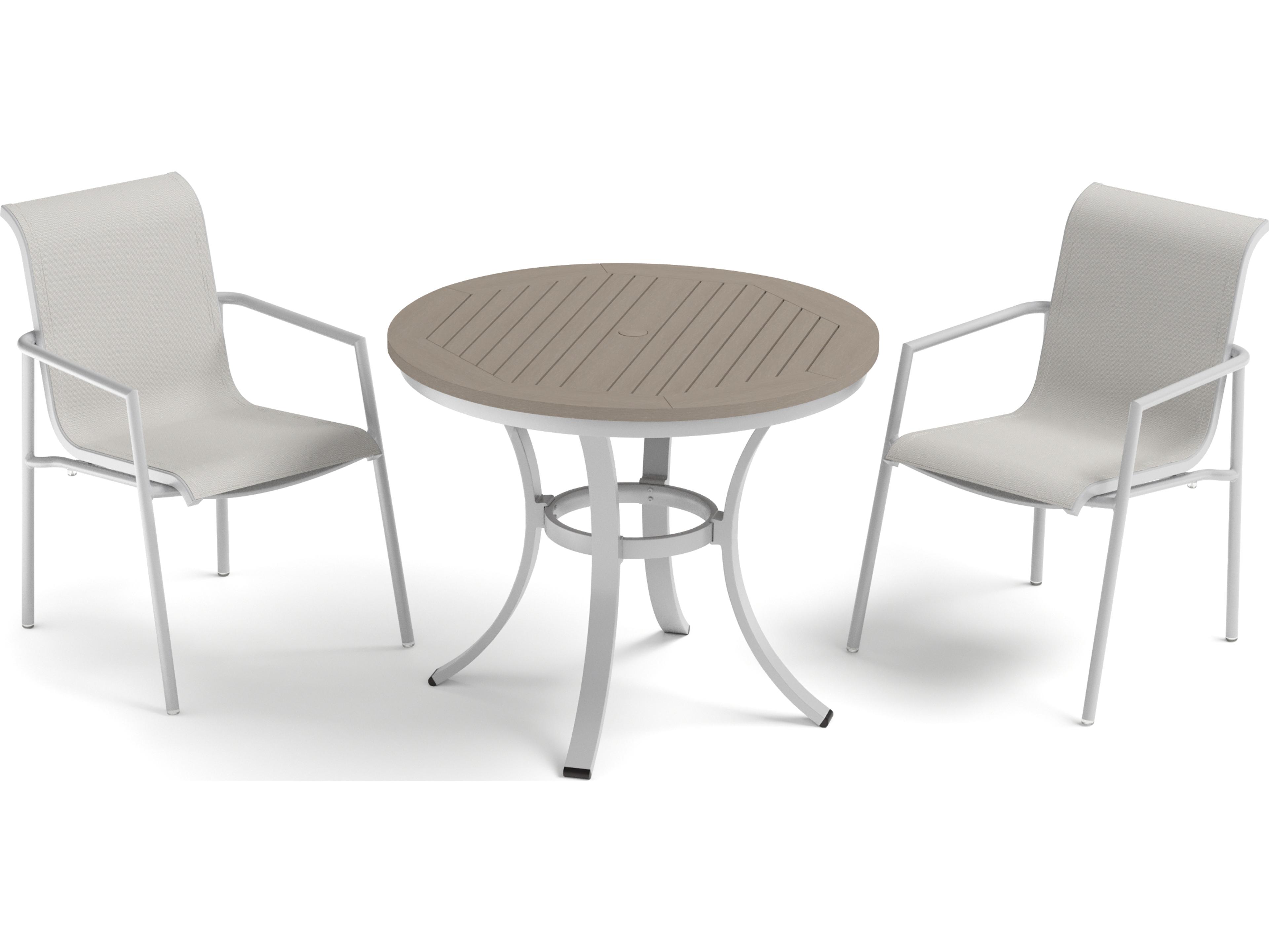 Oxford Garden Orso Aluminum Flint 3 Piece Bistro Set with Fog Sling